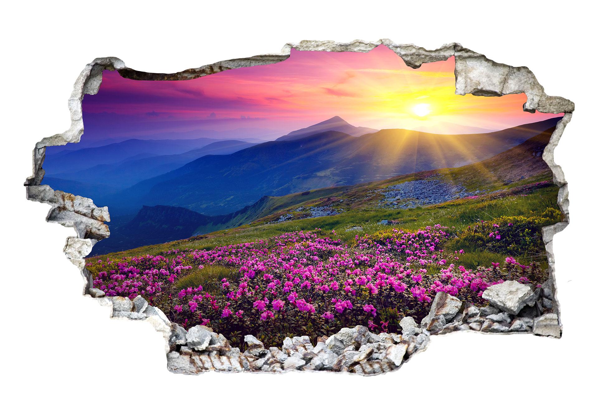 3D Wandtattoo Sonnenuntergang in den Bergen