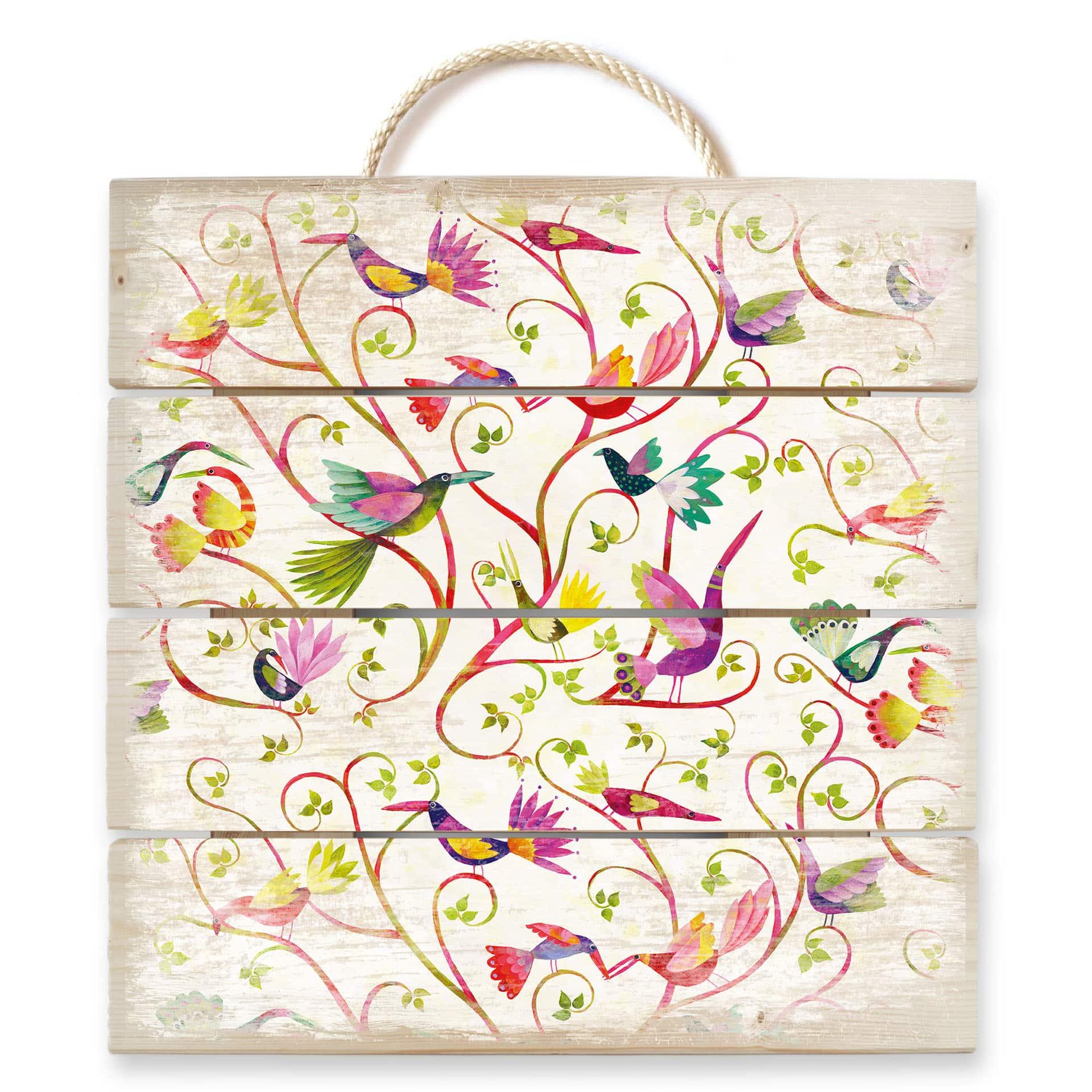 Cuadro de madera Blanz - Bird magic - 40x41,5 cm