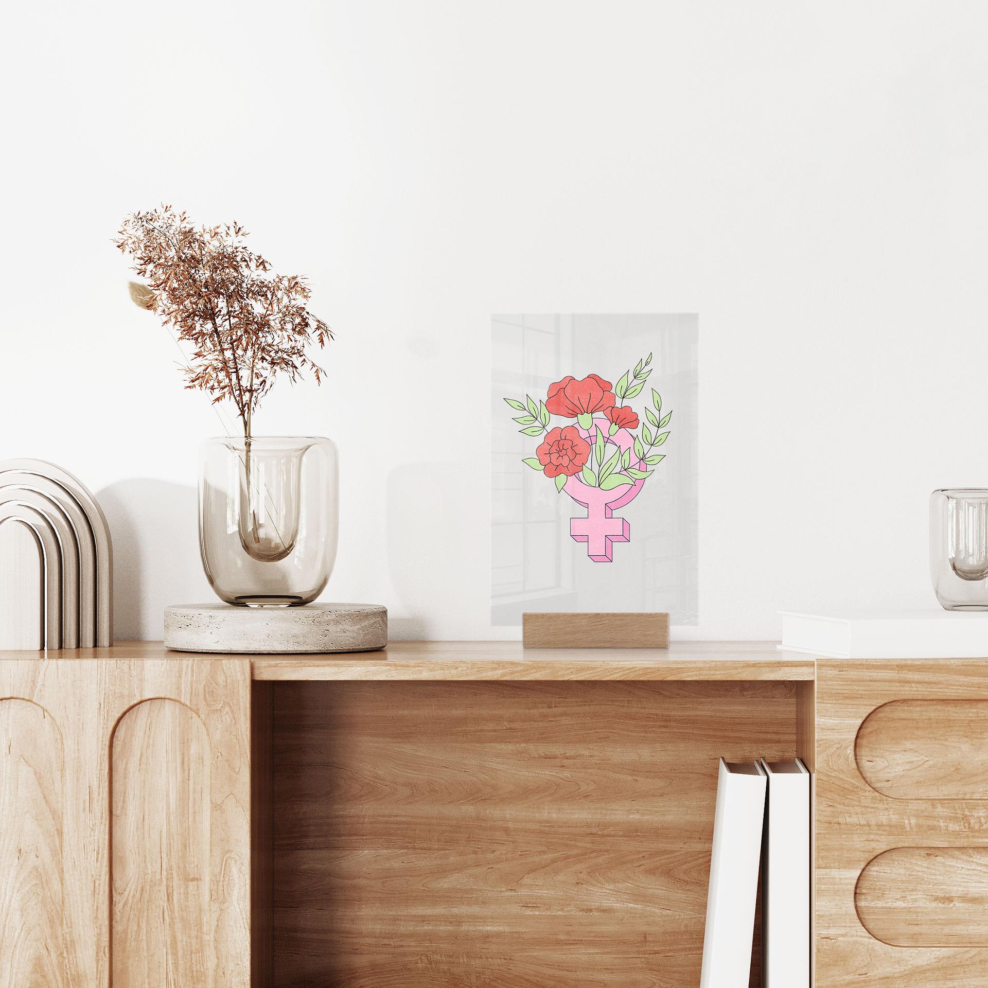 Venusteken tafelstuk met bloemen