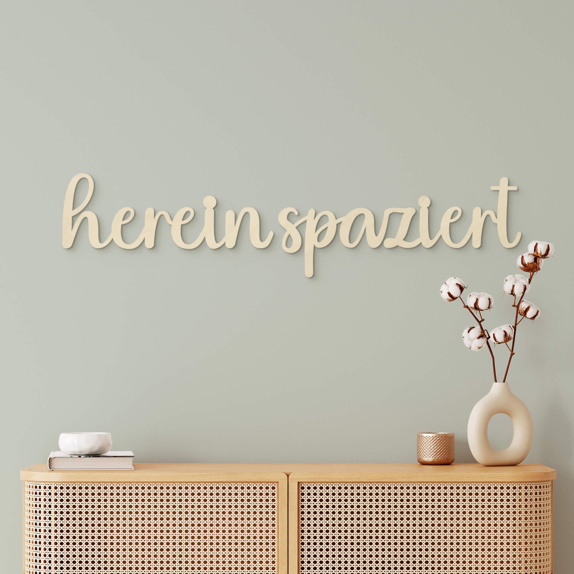 Holzdeko Pappel - 3D-Schriftzug Hereinspaziert