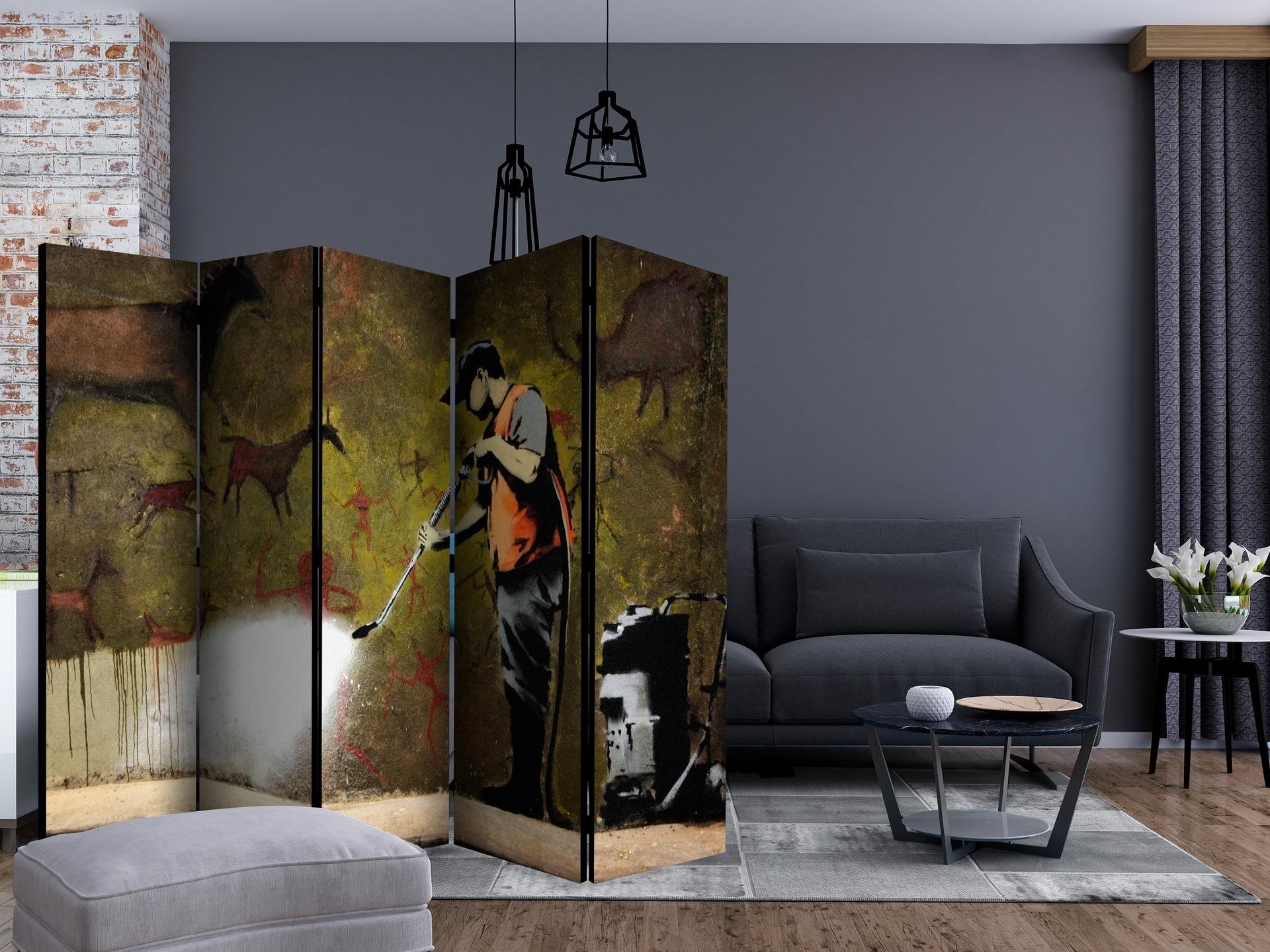 Schermo divisorio - La grotta di Banksy , 5 pezzi - 225x172 cm