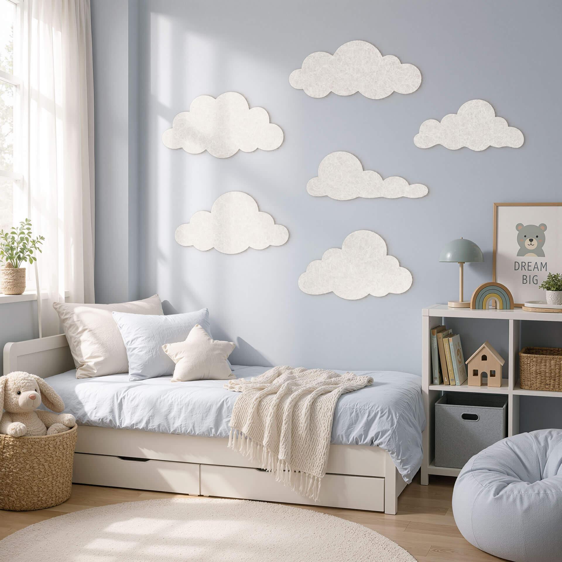 Vilt wanddecoratie - Wolken (Set van 6)