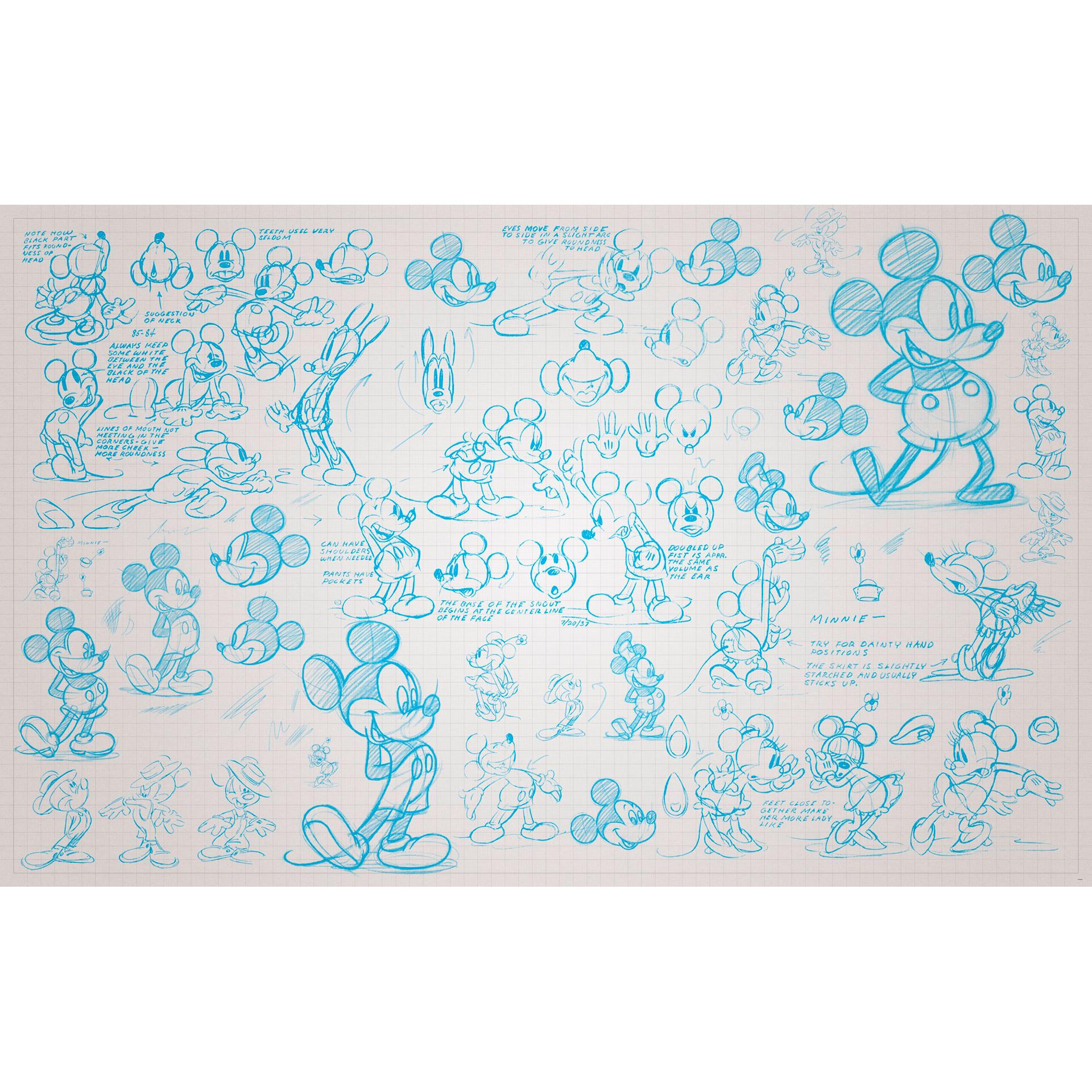 Tapet - Mickey Sketches - 400 x 250 cm