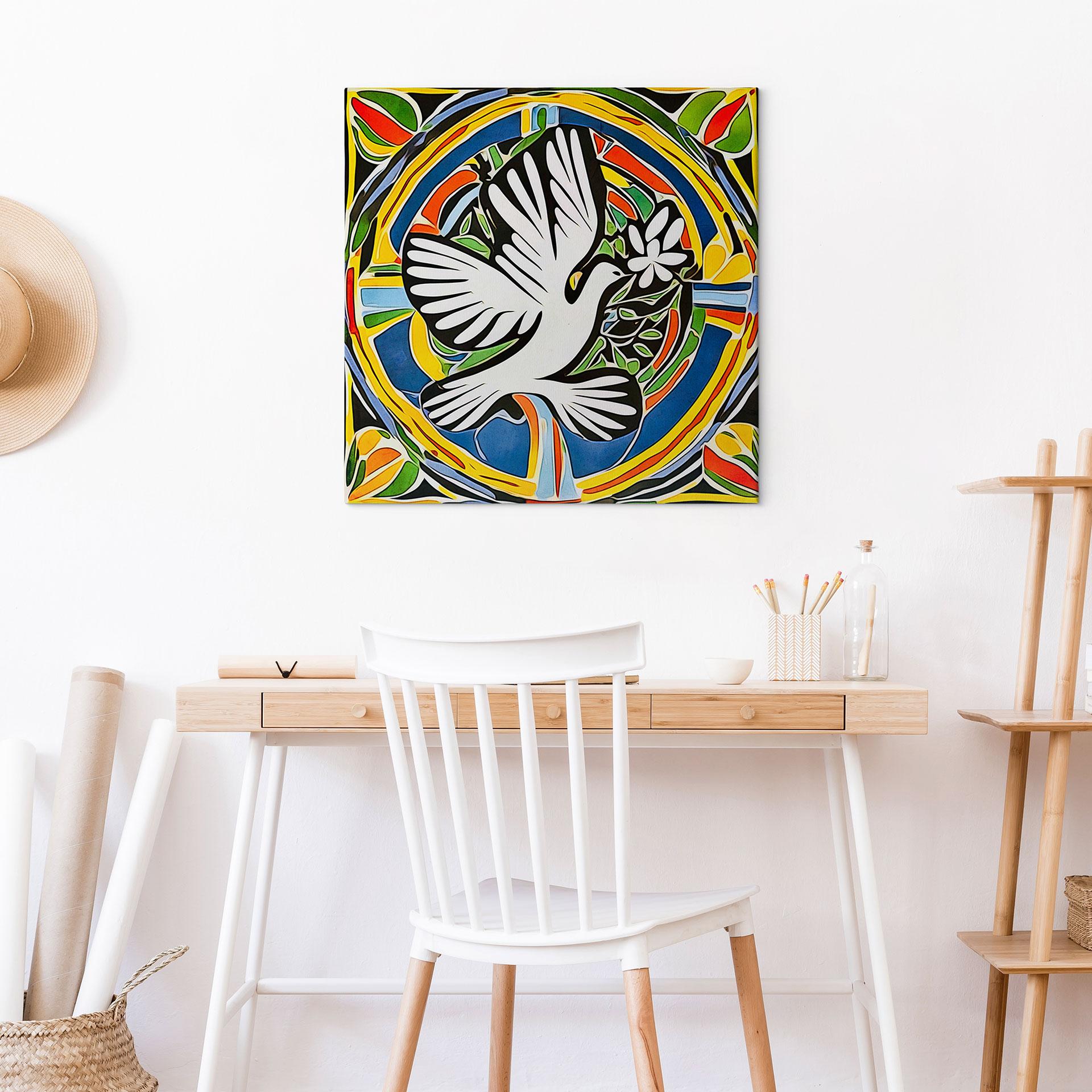 Lærredsprint - Farverig fredsdue - inspireret af Matisse - Zamart