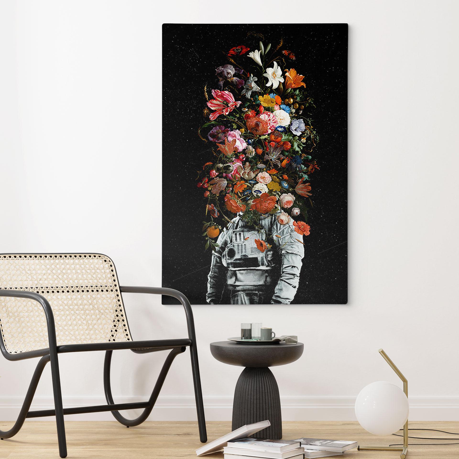 Lærredsprint - Astronaut med blomsterarrangement - Nicebleed