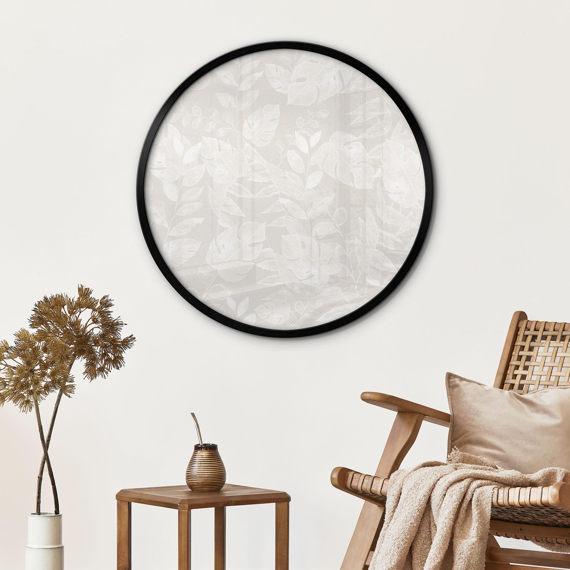 Plakat Tropical Leaves Beige - Blomsterdekoration - Rund