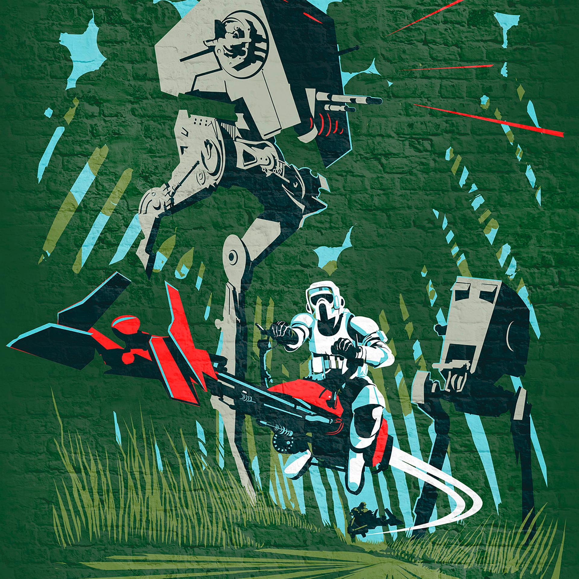 Vlies Fototapete - Star Wars Classic Concrete Endor - 200 x 280 cm