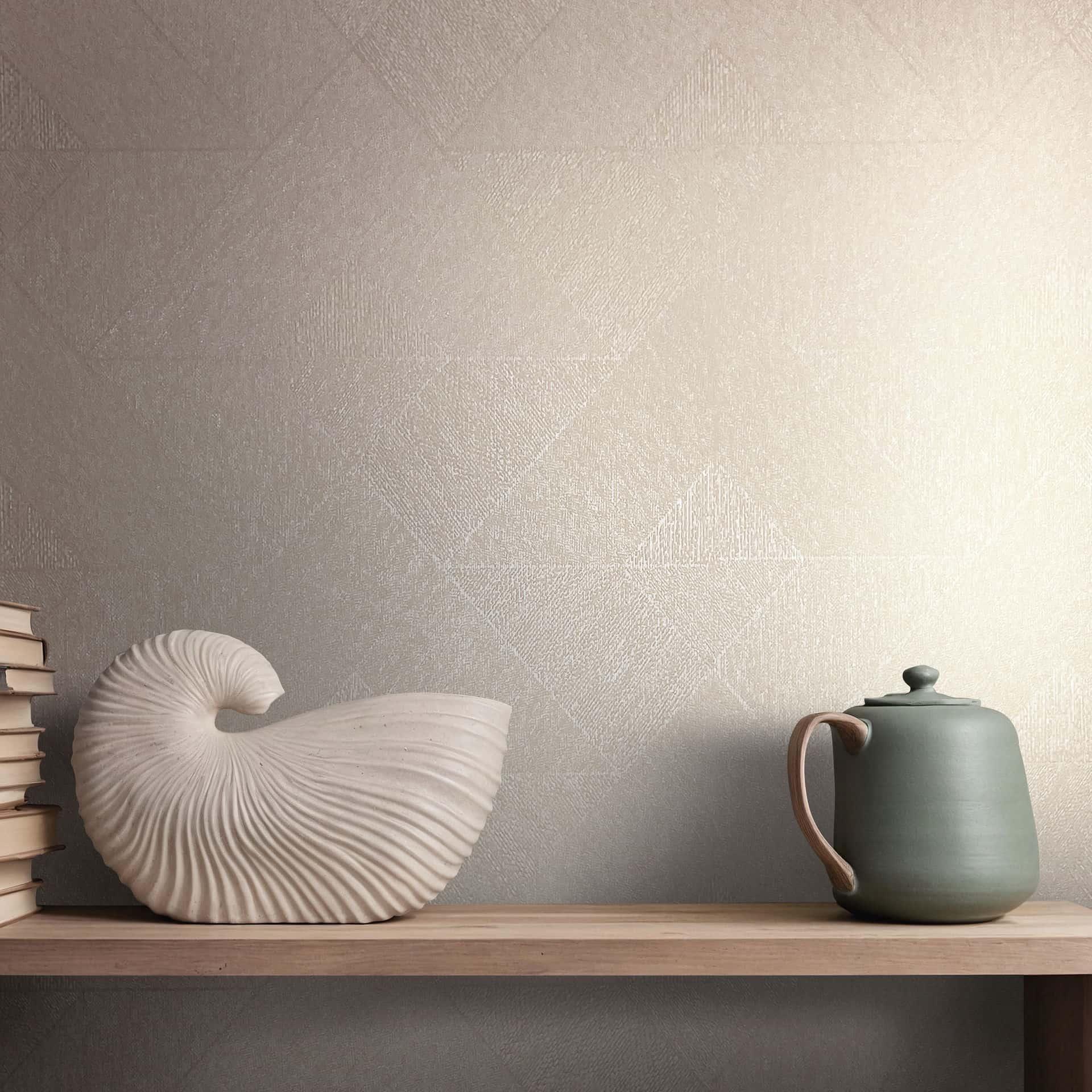 Ikke-vævet tapet trekanter, geometrisk grafik i beige