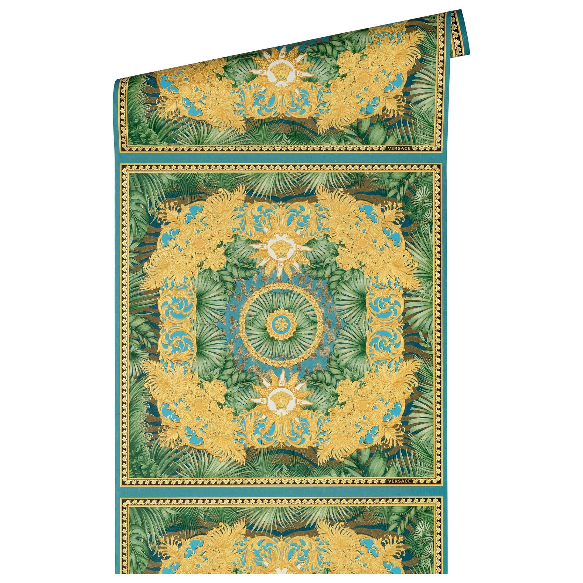 Versace jungle tapet i blå og guld non-woven tapet design stue