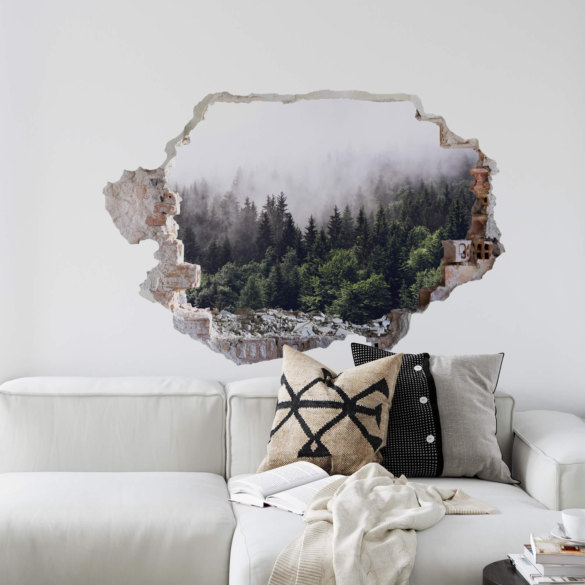 3D Muursticker Foggy Forest