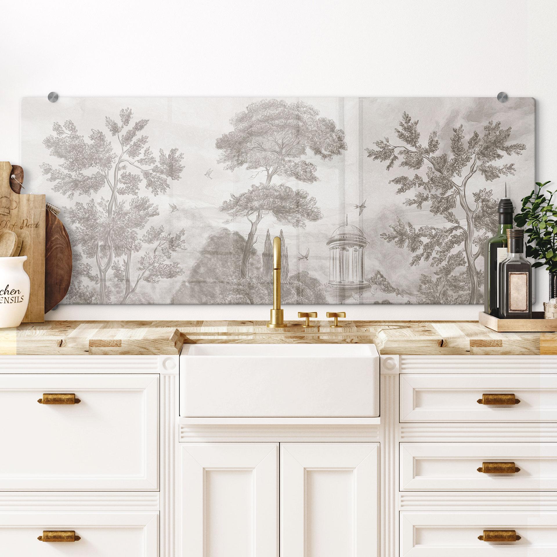 Spatscherm met tuinlandschap in beige - Ms Tiff - Panorama