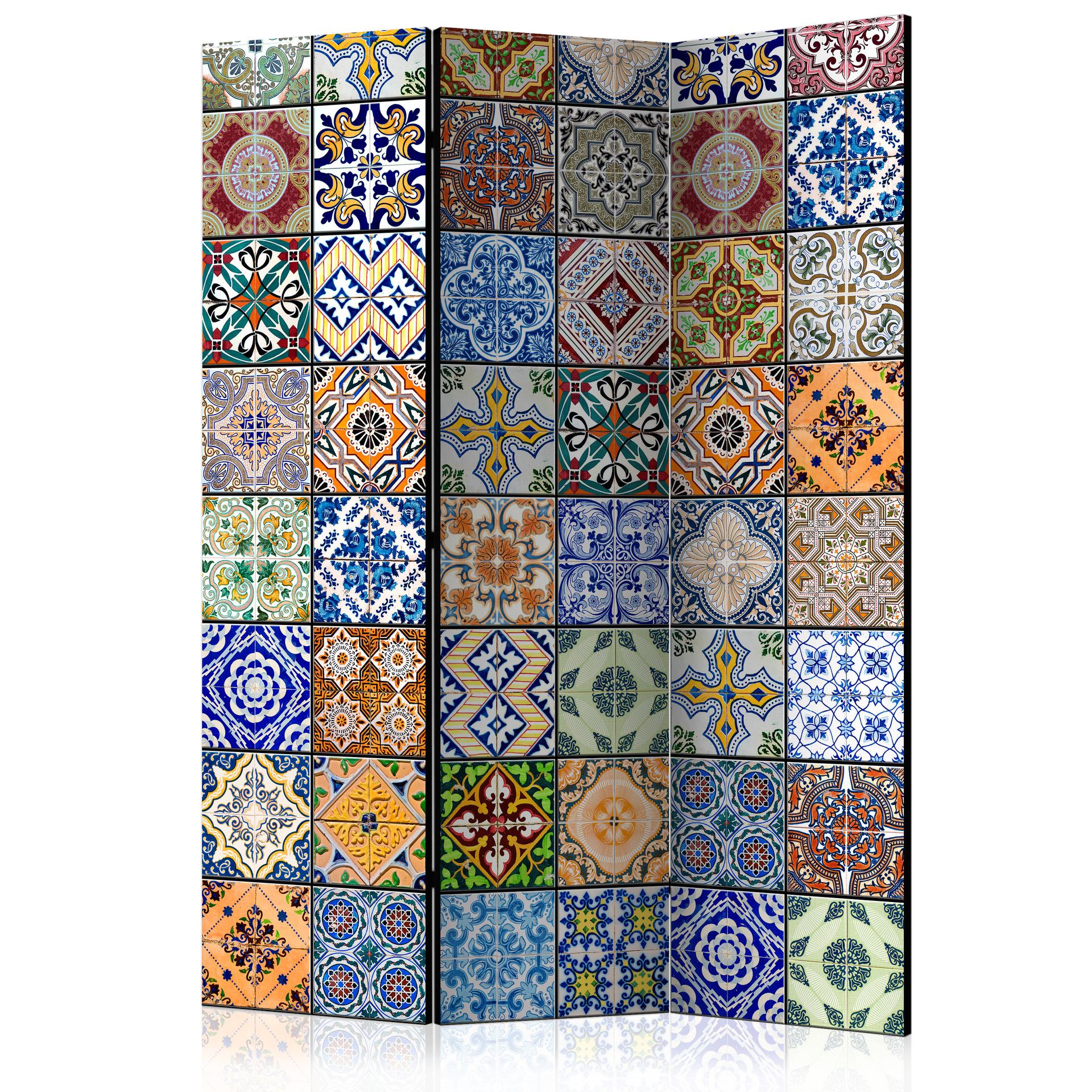 Rumdeler - Farvet mosaik, 3-delt - 135x172 cm