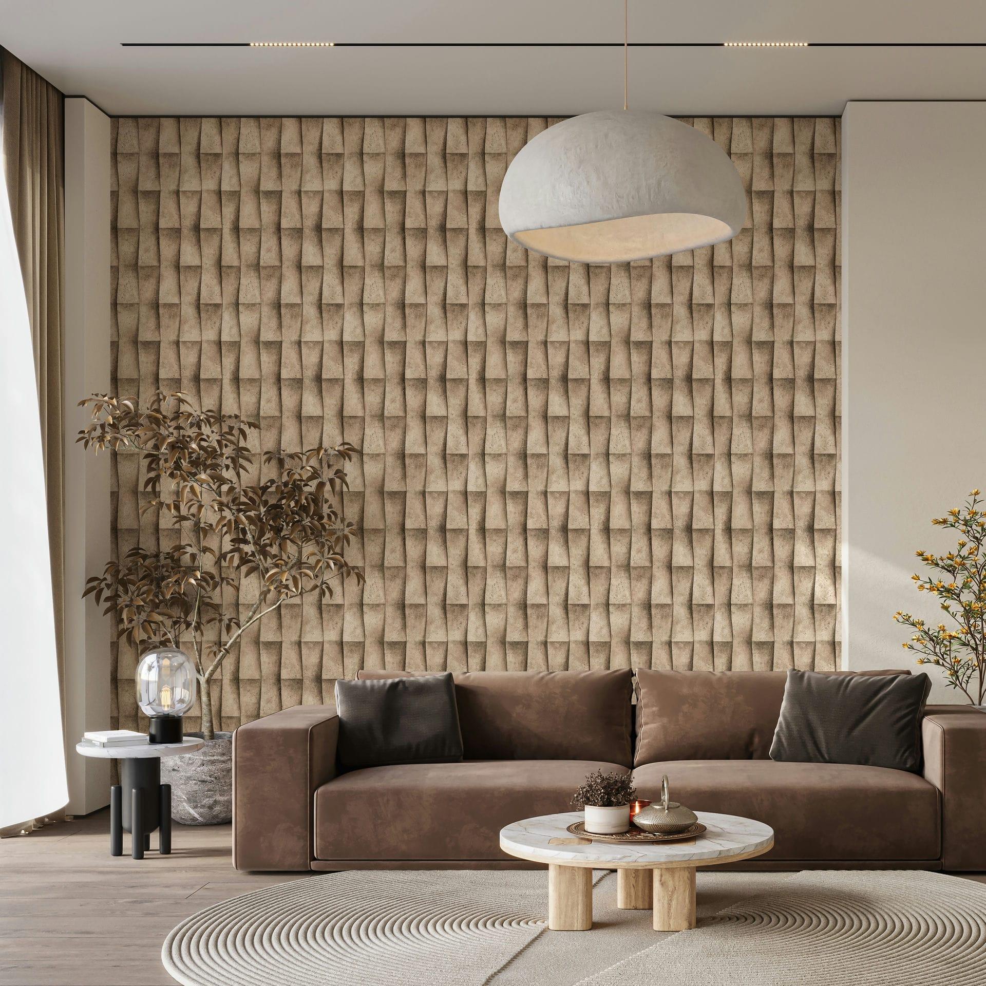 Ikke-vævet tapet i beige gipslook illusion 3D-look striber moderne industrielt look