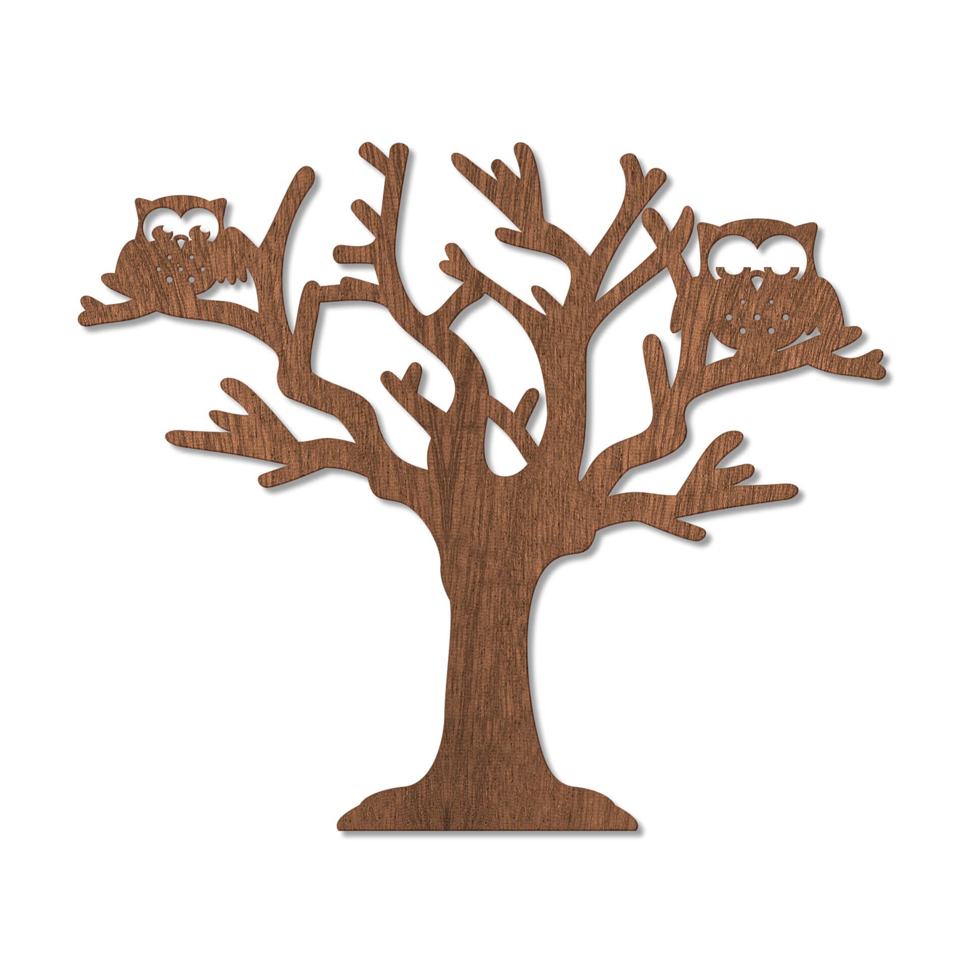 Arte en madera de caoba - Árbol con búhos