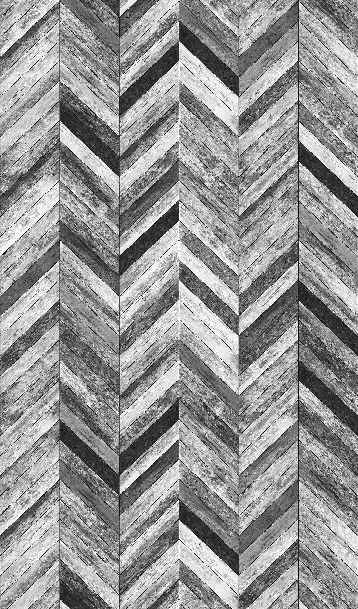 Hout visgraatmotief behang grijs, houteffect 2.70 x 1.59 m
