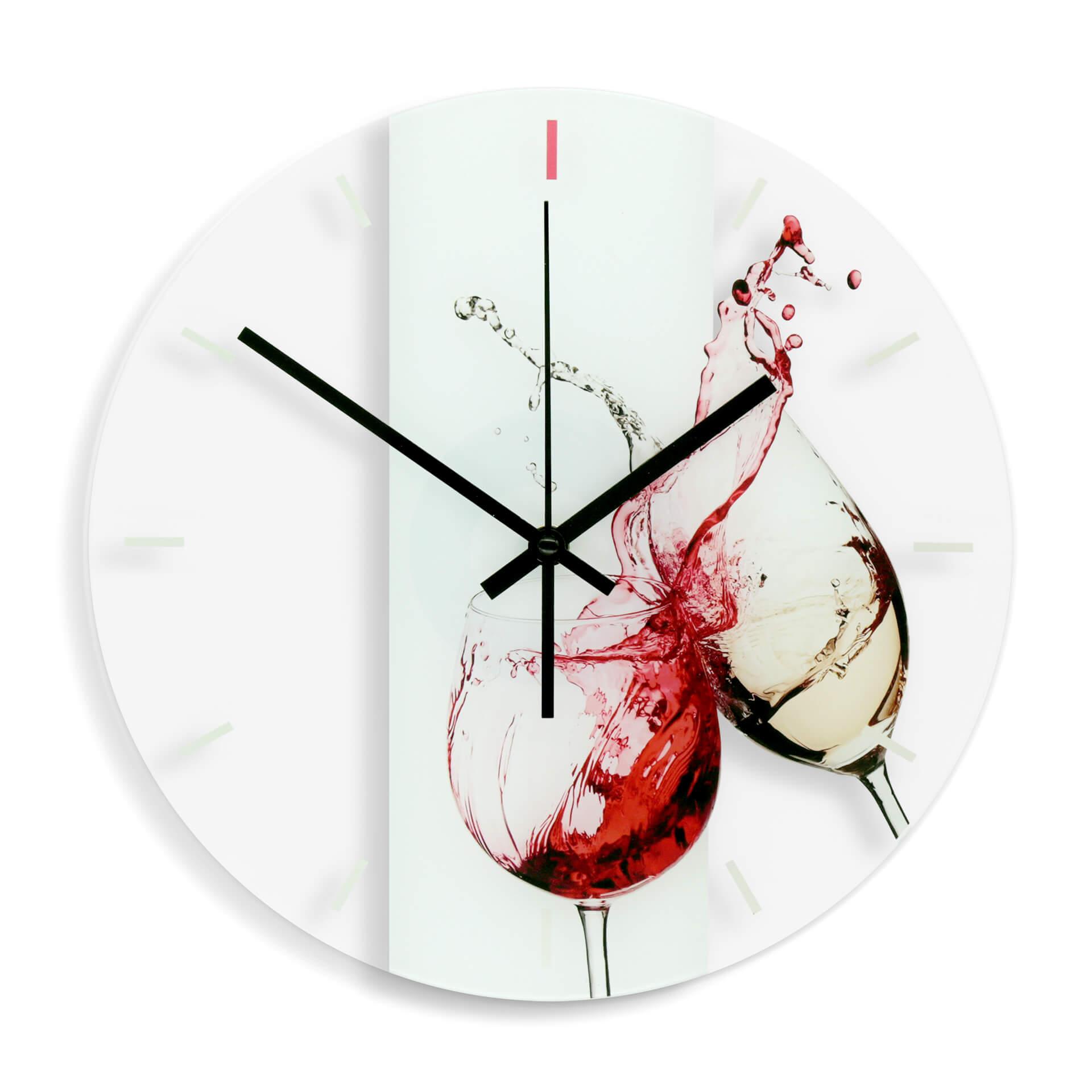 Horloge murale en verre - Verres de vin