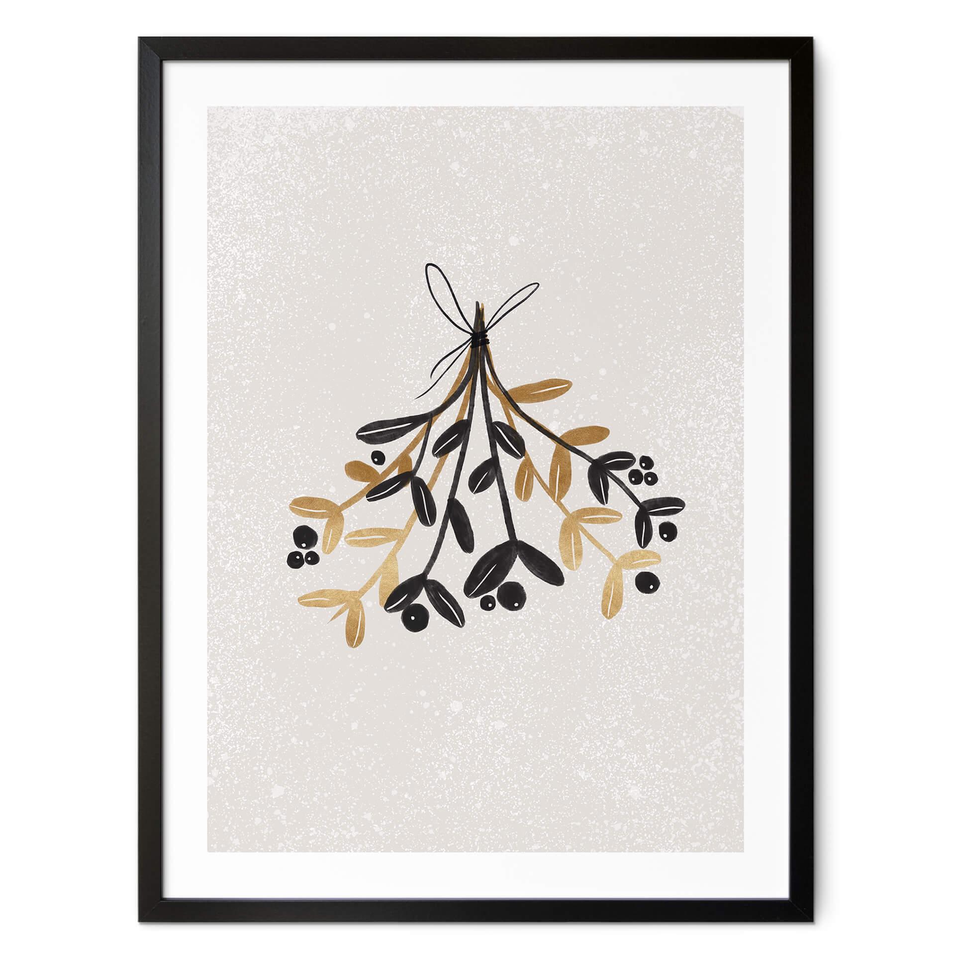 Plakat Orara Studio - Mistletoe in Black and Gold