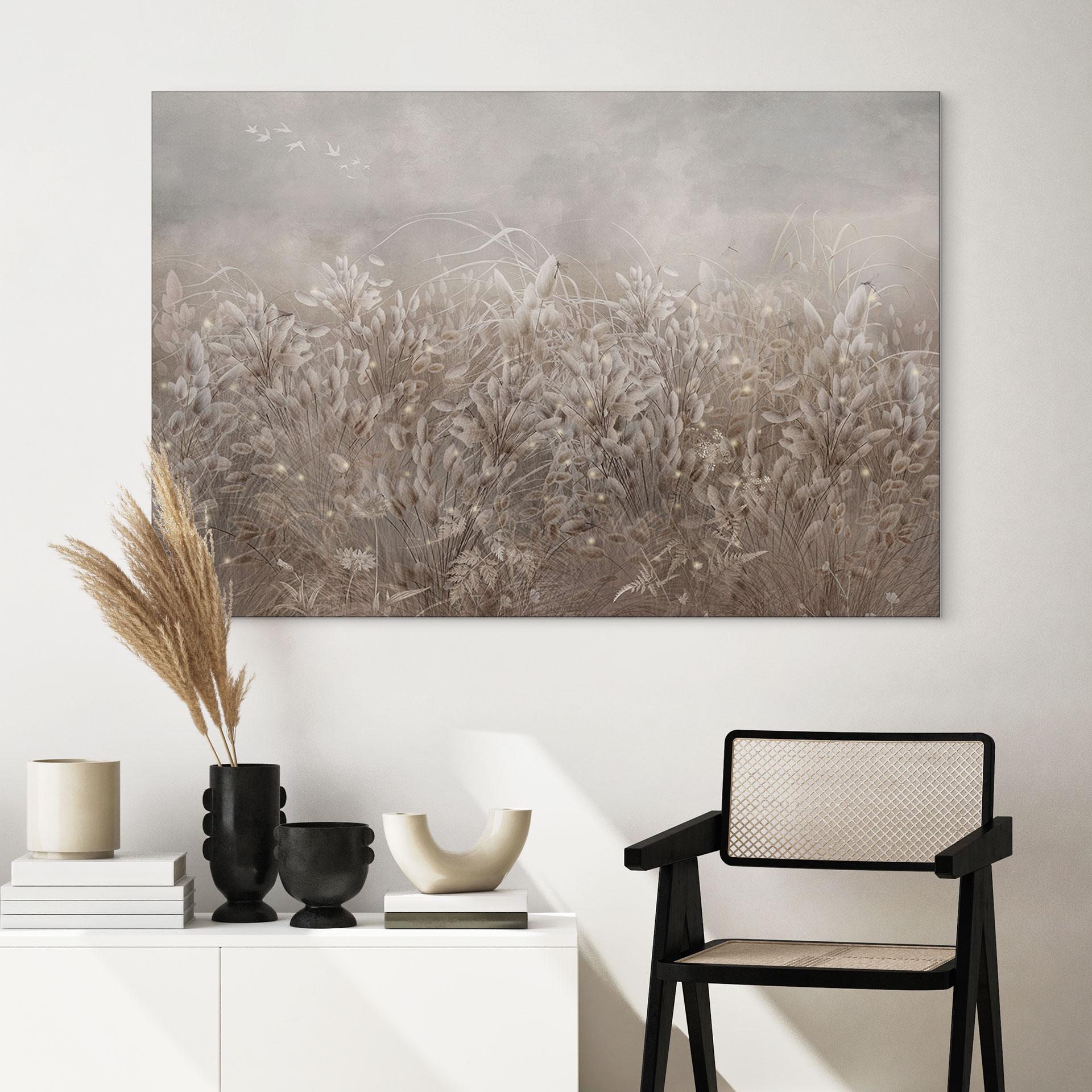 Wandbild Pampasgras und Gräser in Beige - Ms Tiff - Alu-Dibond