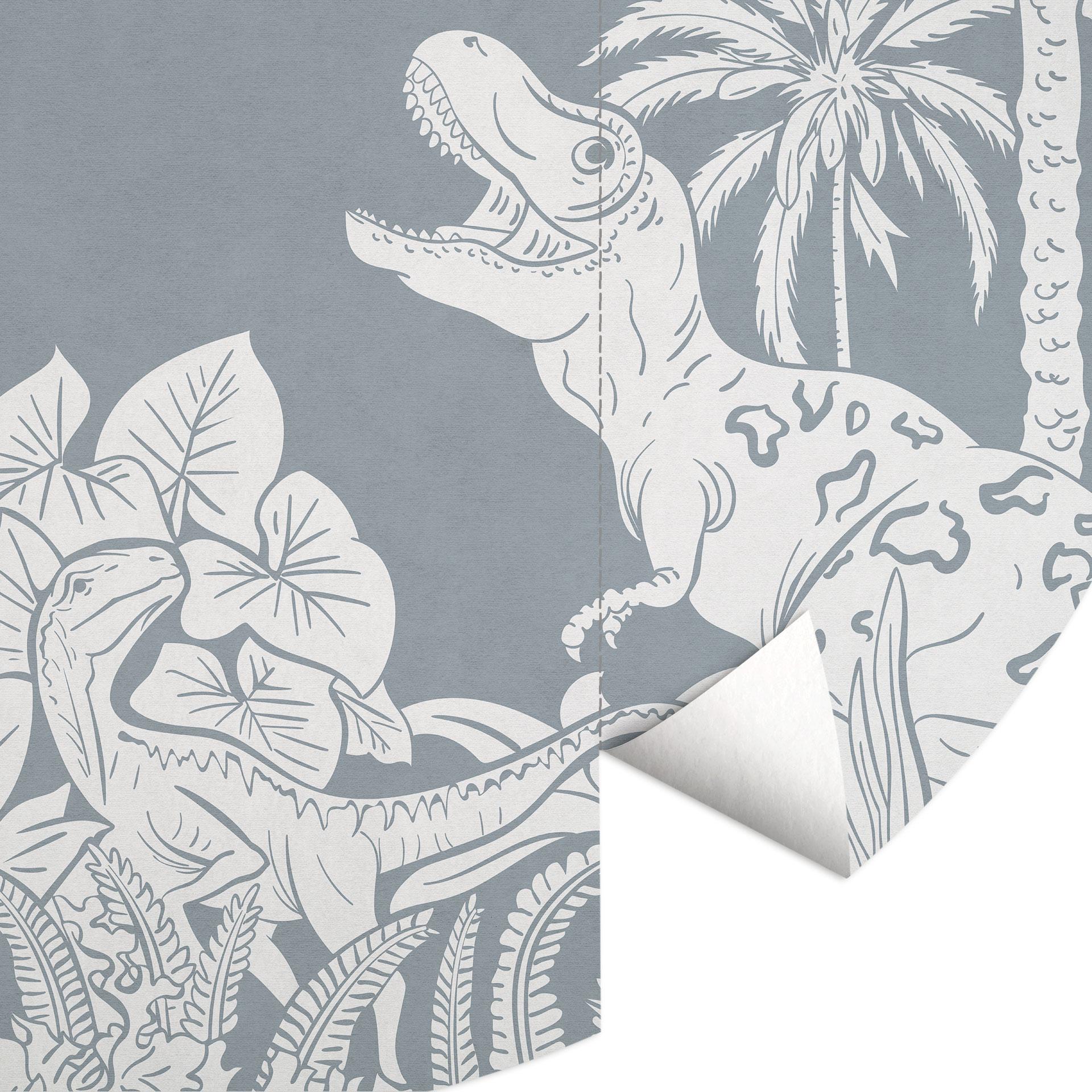 Fotobehang In het land van de dinosaurussen - Blauw - Kikki Belle - Rond - vliesbehang/zelfklevend v