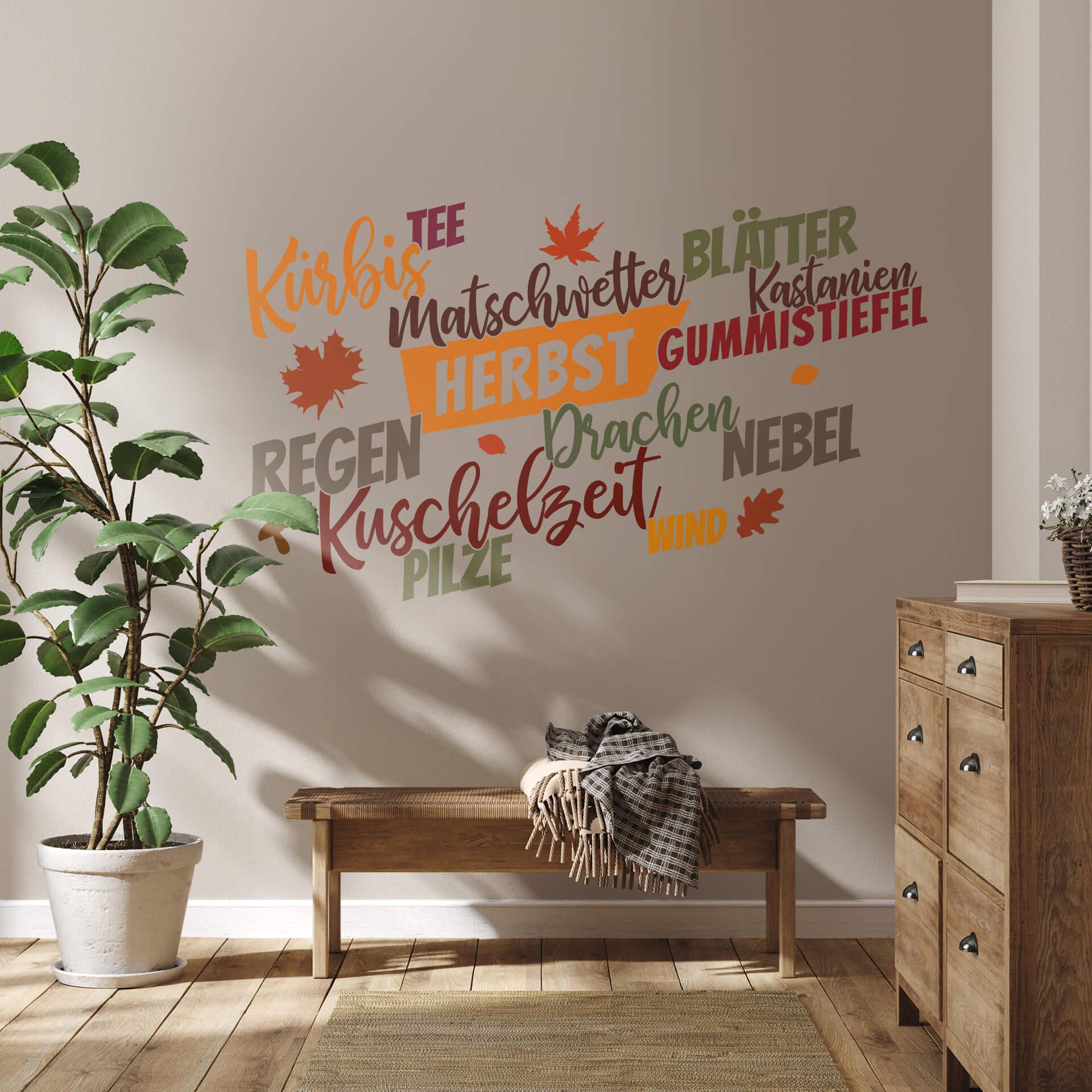 Wandtattoo Typografie - Herbstliche Wörter
