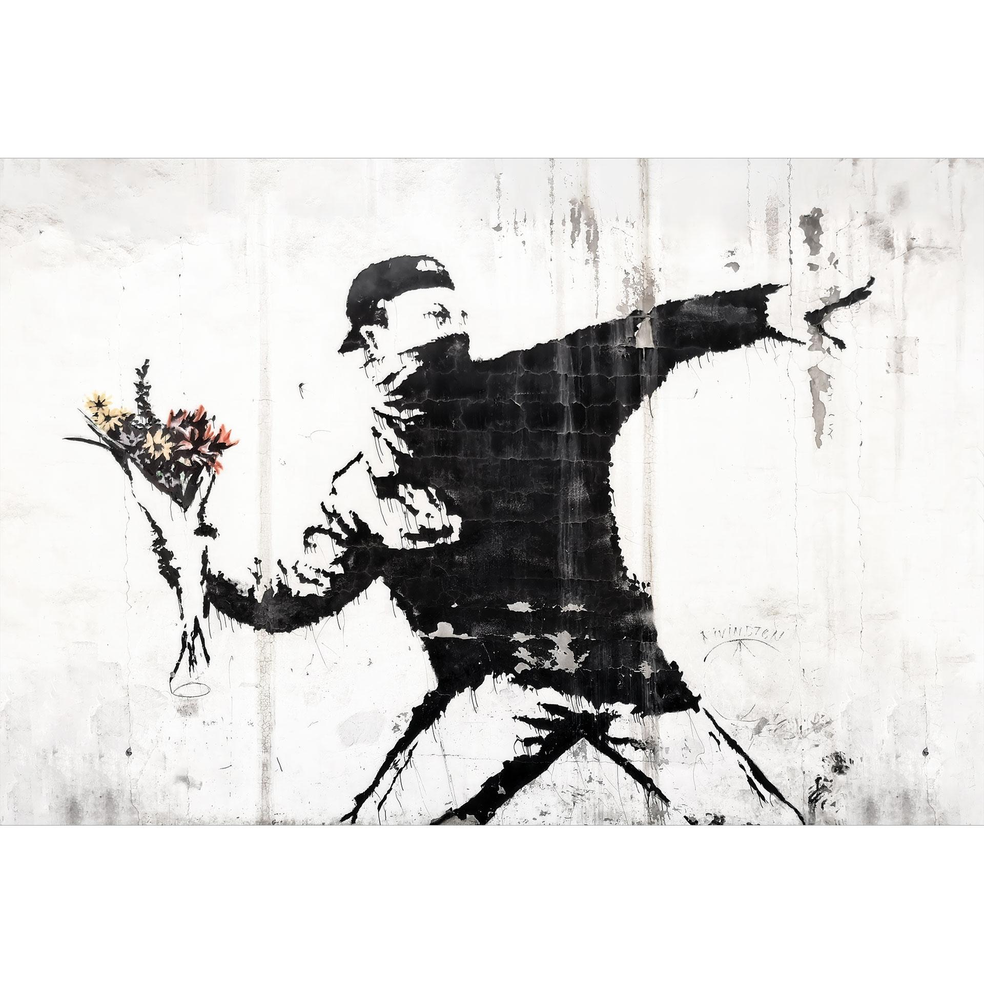 Fotobehang Banksy - De Bloemenwerper