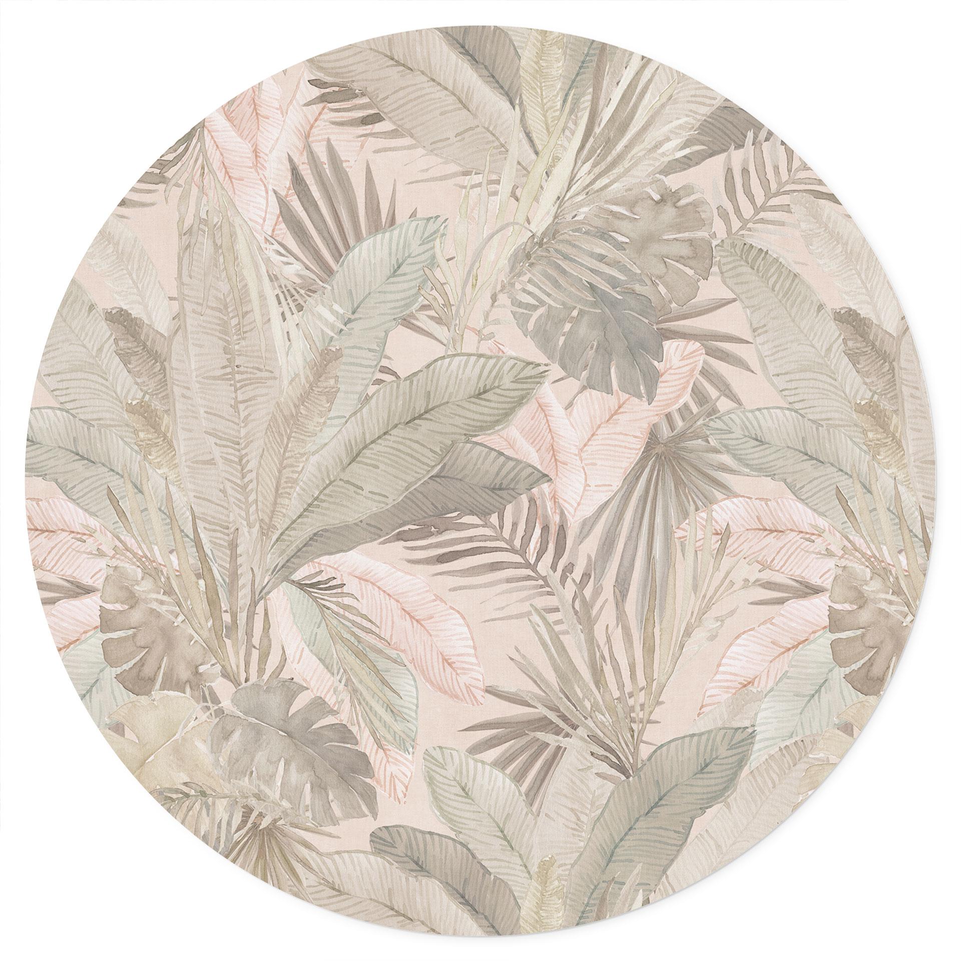 Muursticker tropische bladeren in pastel jungle - Bloemdecor - Rond