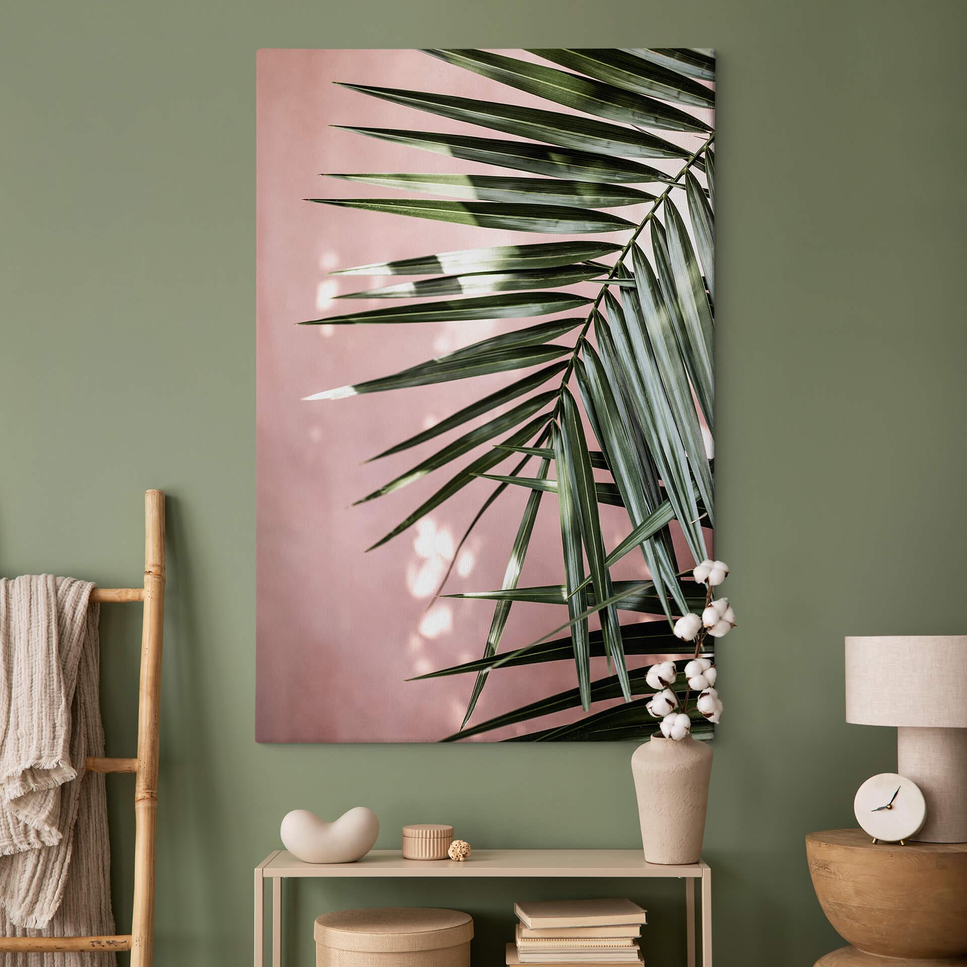 Cuadro lienzo hoja de palmera delante de pared rosa - Böhmer