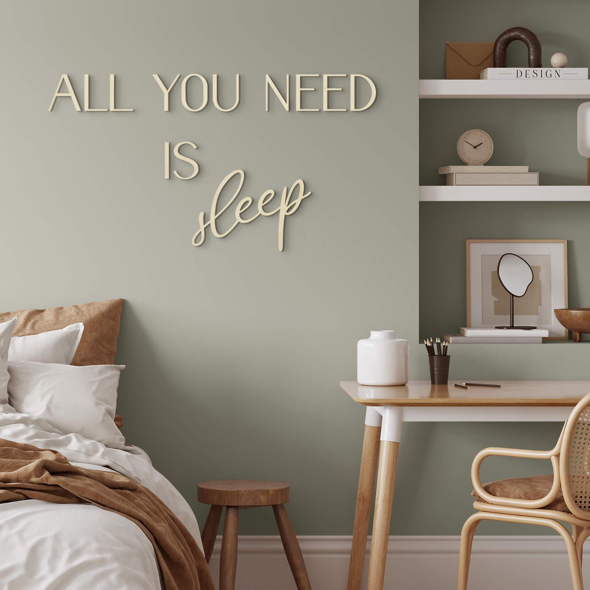 Vægdekoration Popler træ All you need is Sleep
