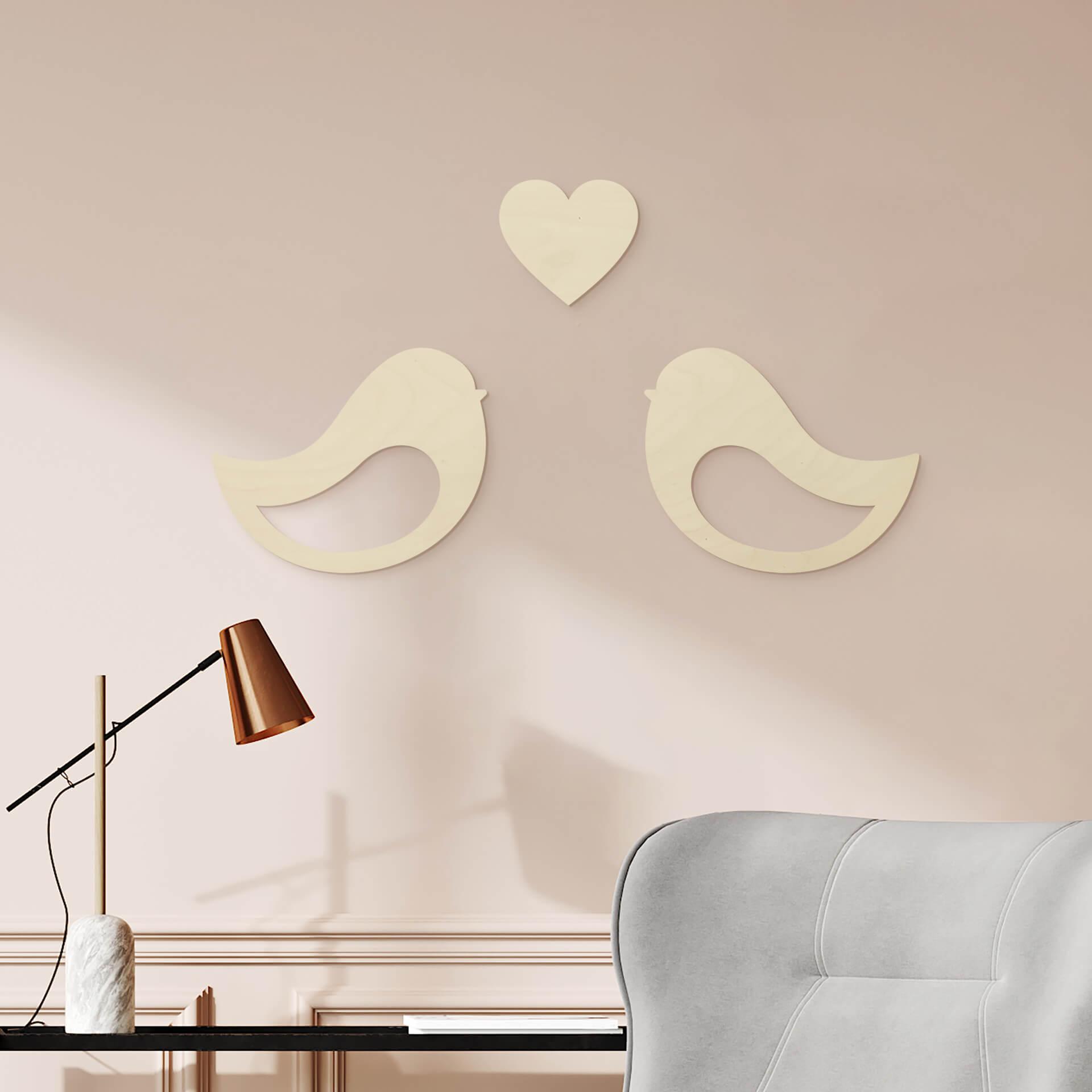 Décoration en bois - Couple d'animaux - Placage de peuplier