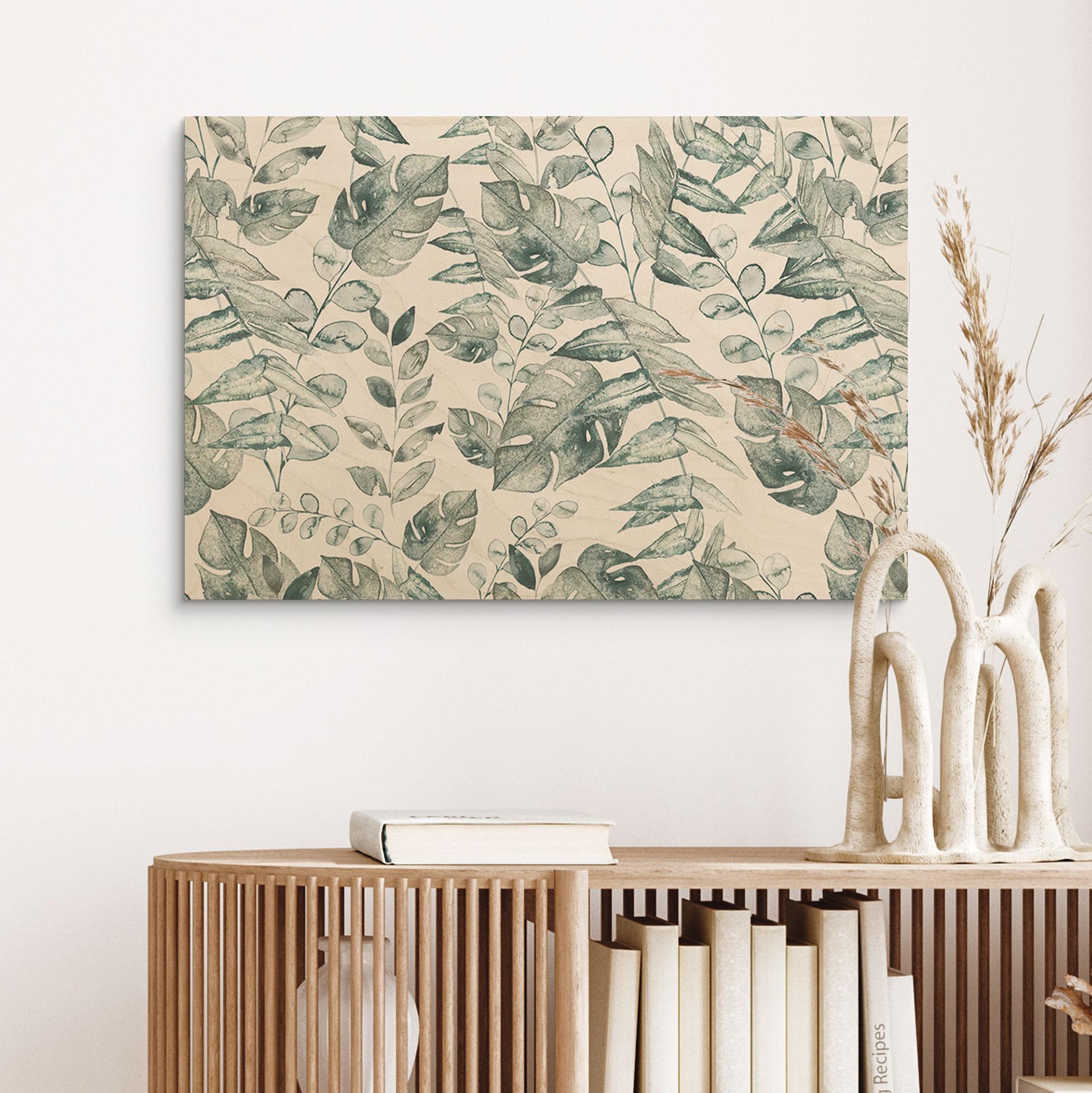 Billede af træ jungleblade akvarel creme - Bloomery Decor