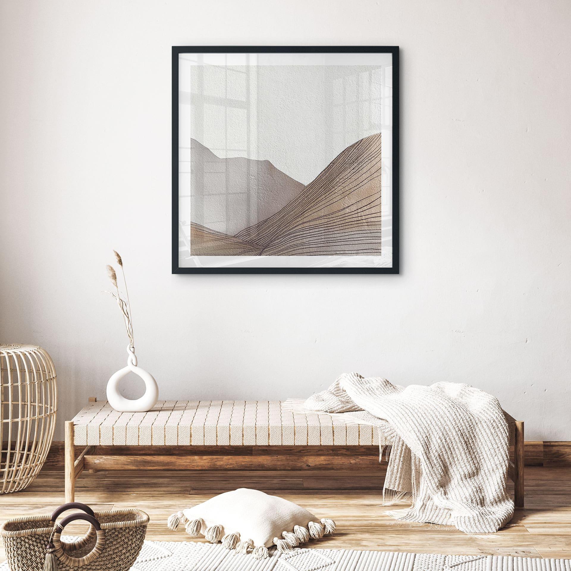 Plakat Minimalistisk bjergskitse | Linjekunst - Alma - Firkantet