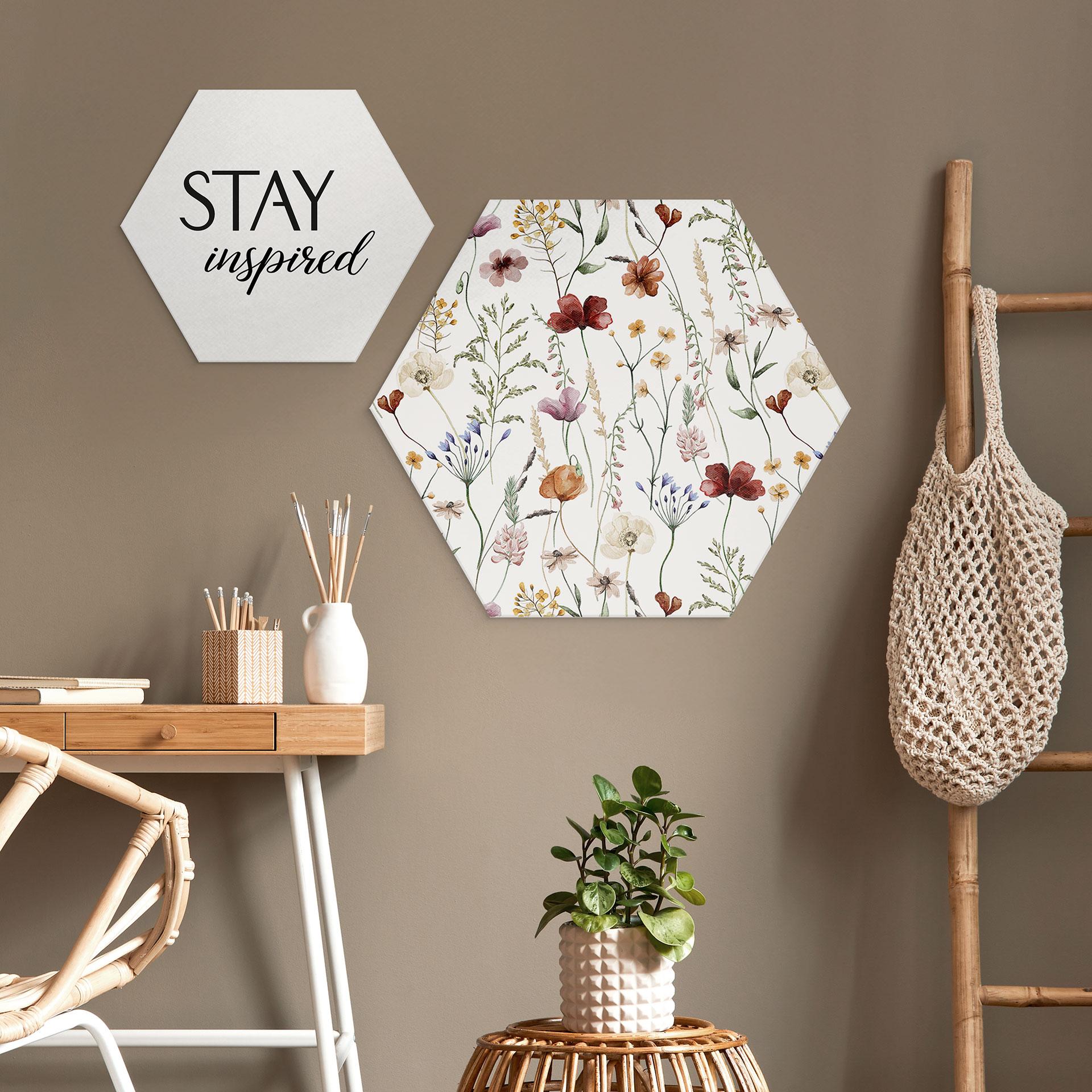 Hexagon Dibond Farverige vilde blomster - UN Designs
