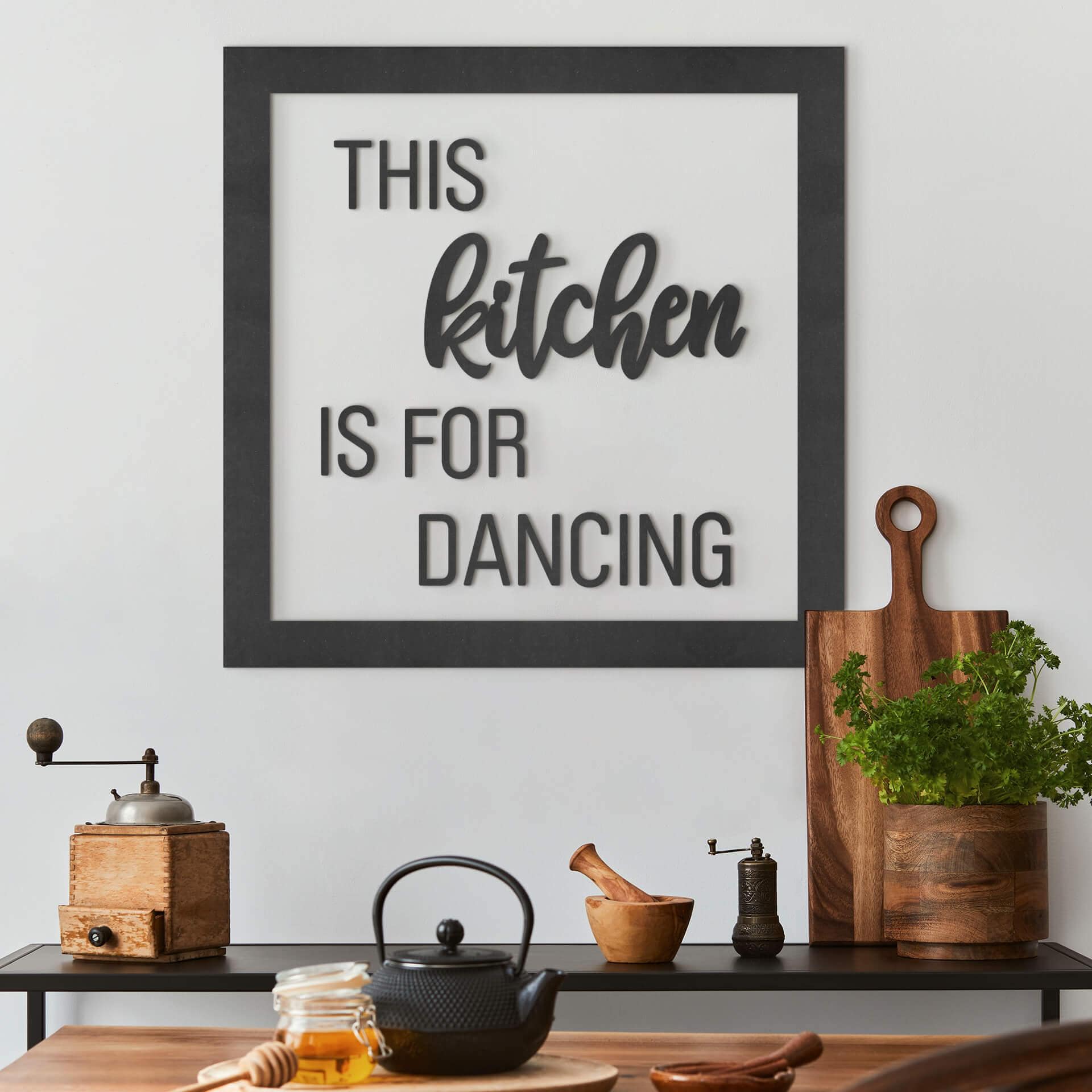 Letras de MDF con marco para la cocina - Esta cocina es para bailar