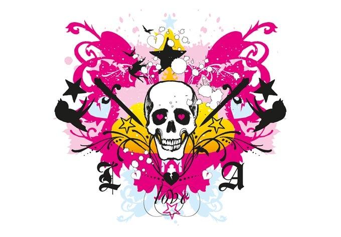 LA Ink calavera en un caos de color