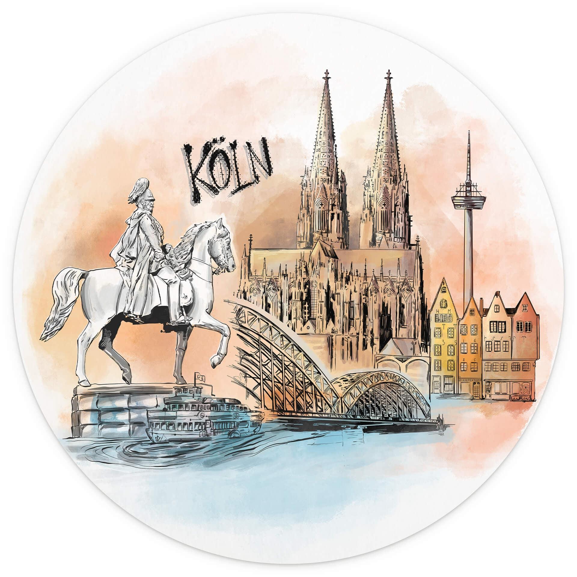 Fotobehang Love your City - Keulen illustratie - vliesbehang/zelfklevend vliesbehang