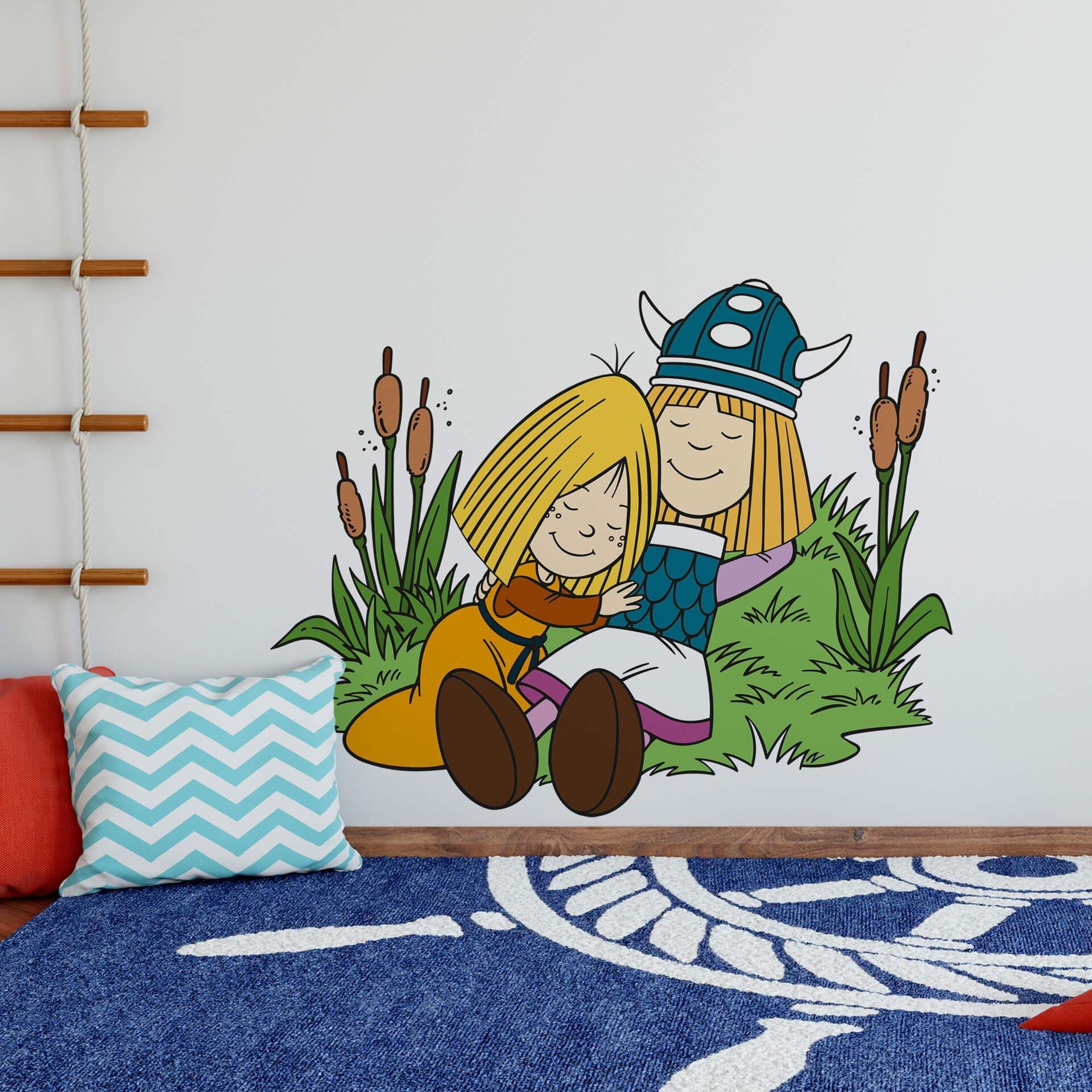 Muursticker Wickie de Viking en Ylvi