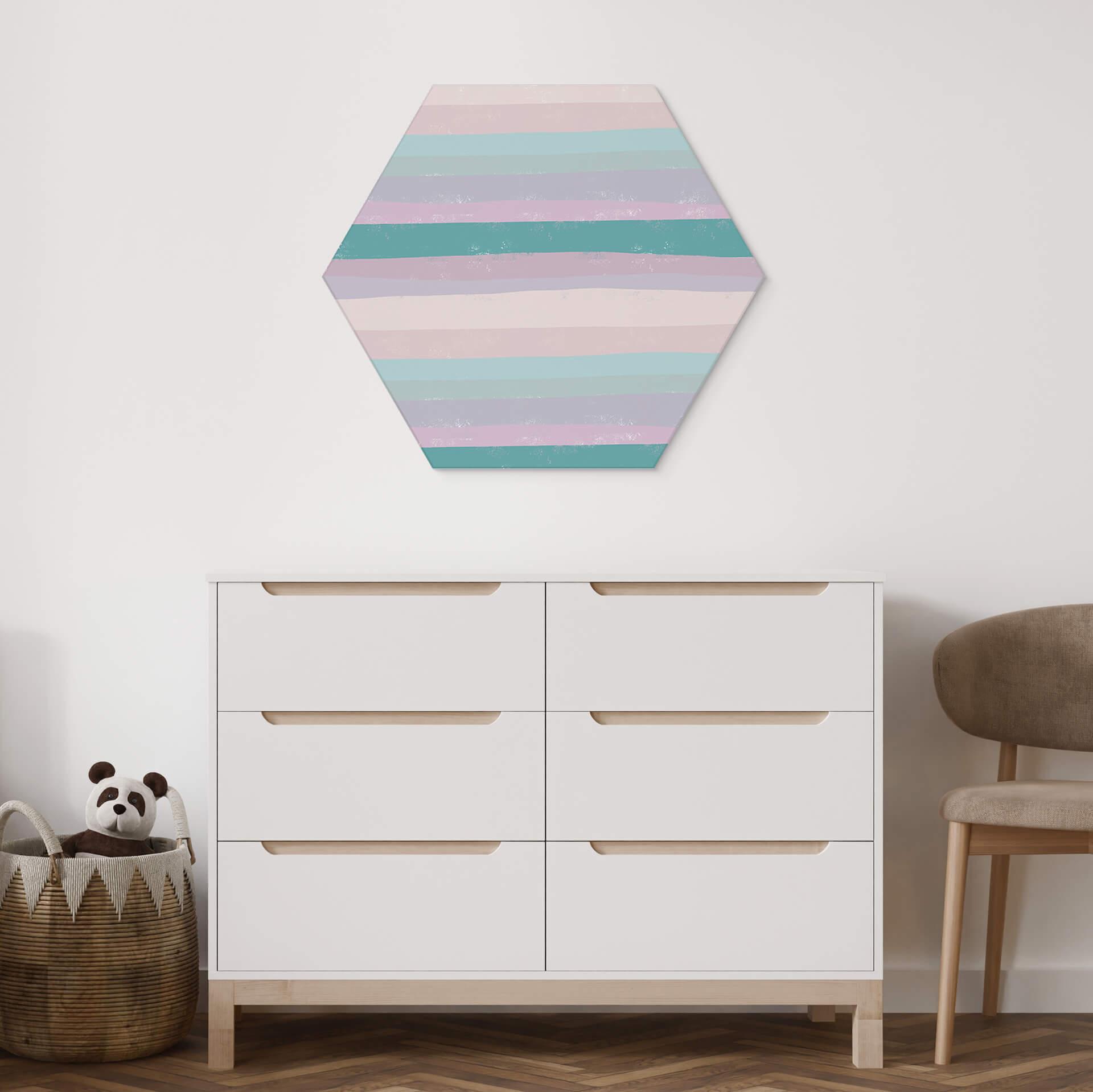 Hexagon Dibond Uplusmestudio - Coloured Stripes