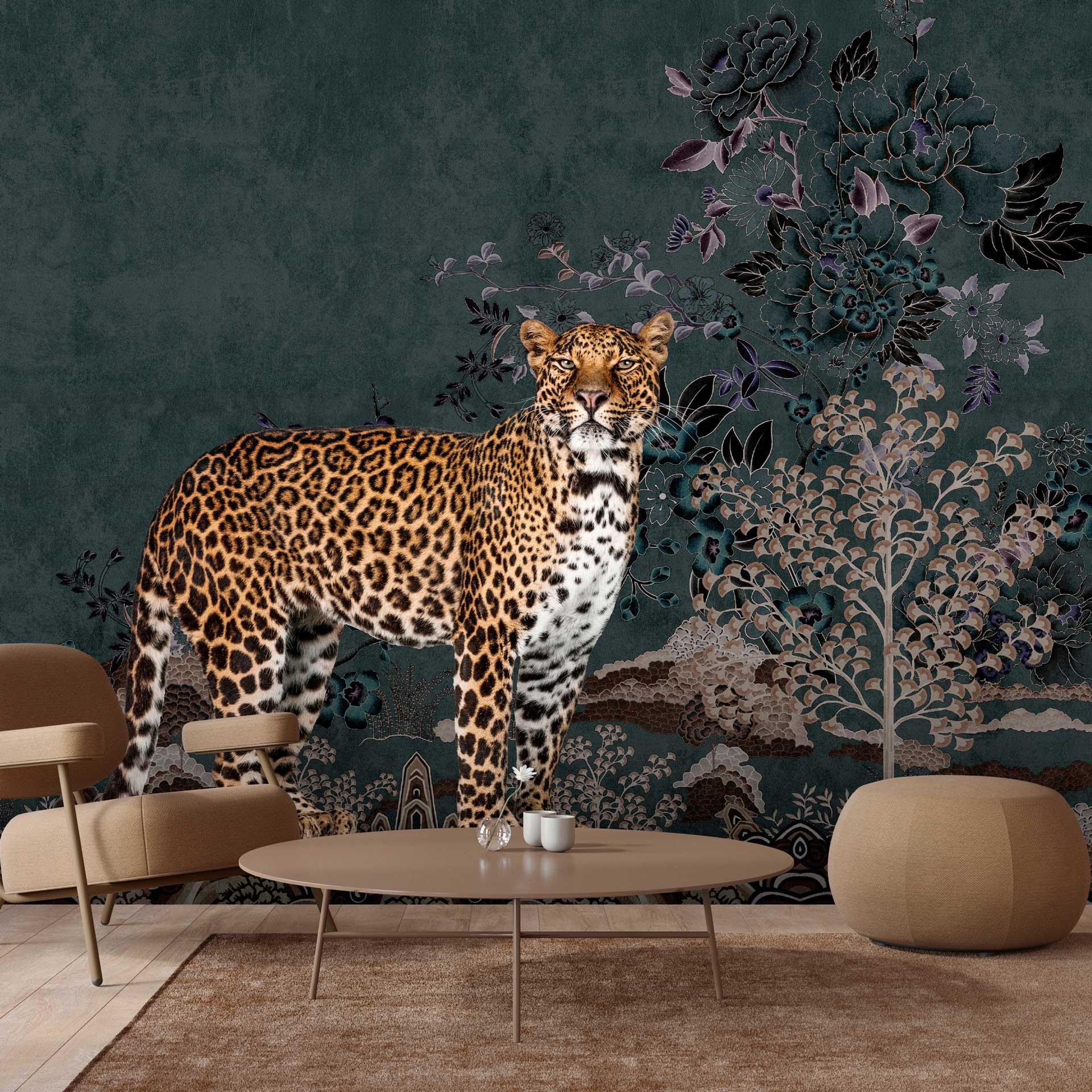 Mystisk jungle tapet - leopard non-woven tapet