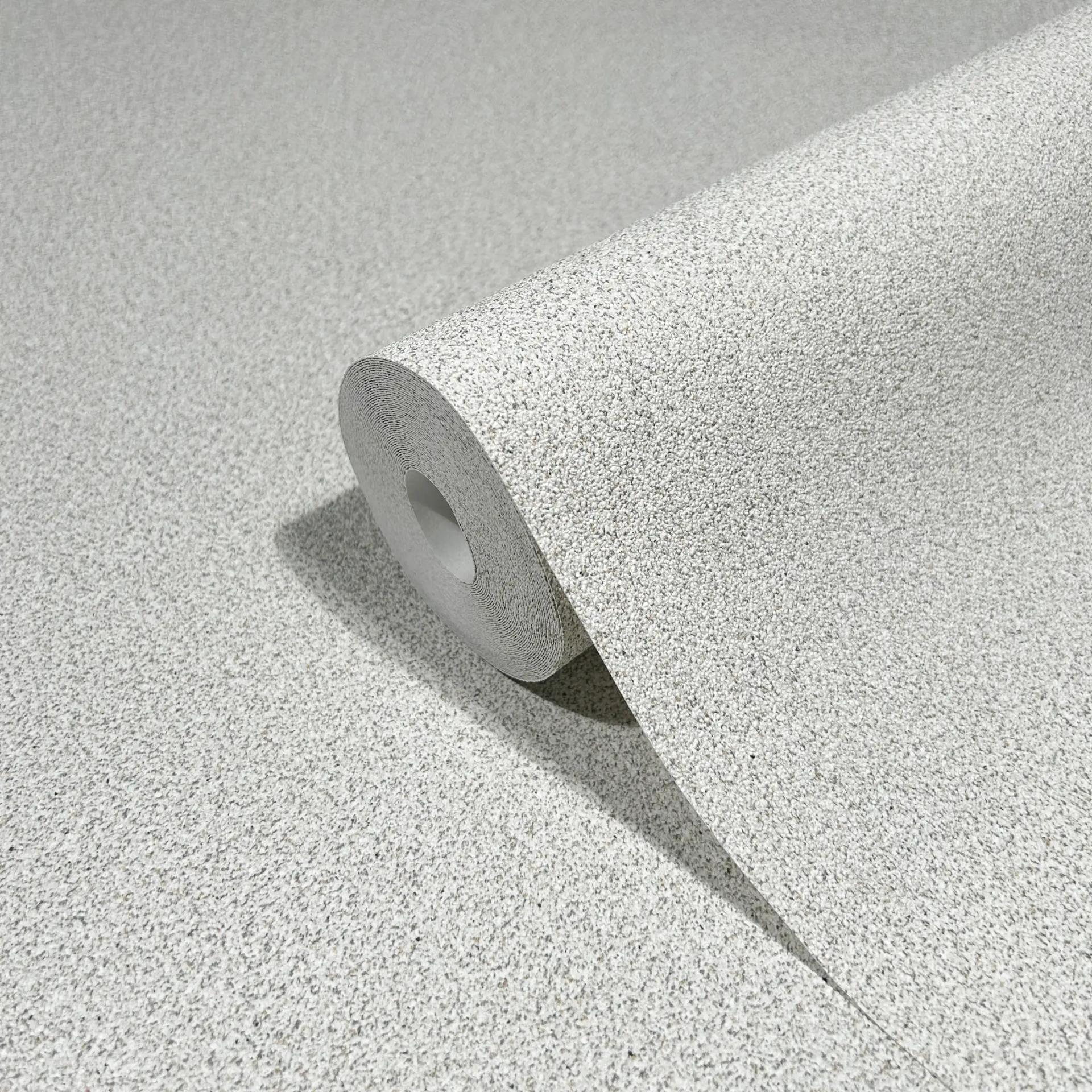 Vliesbehang met structuur als stippellijn grijs, beige effen