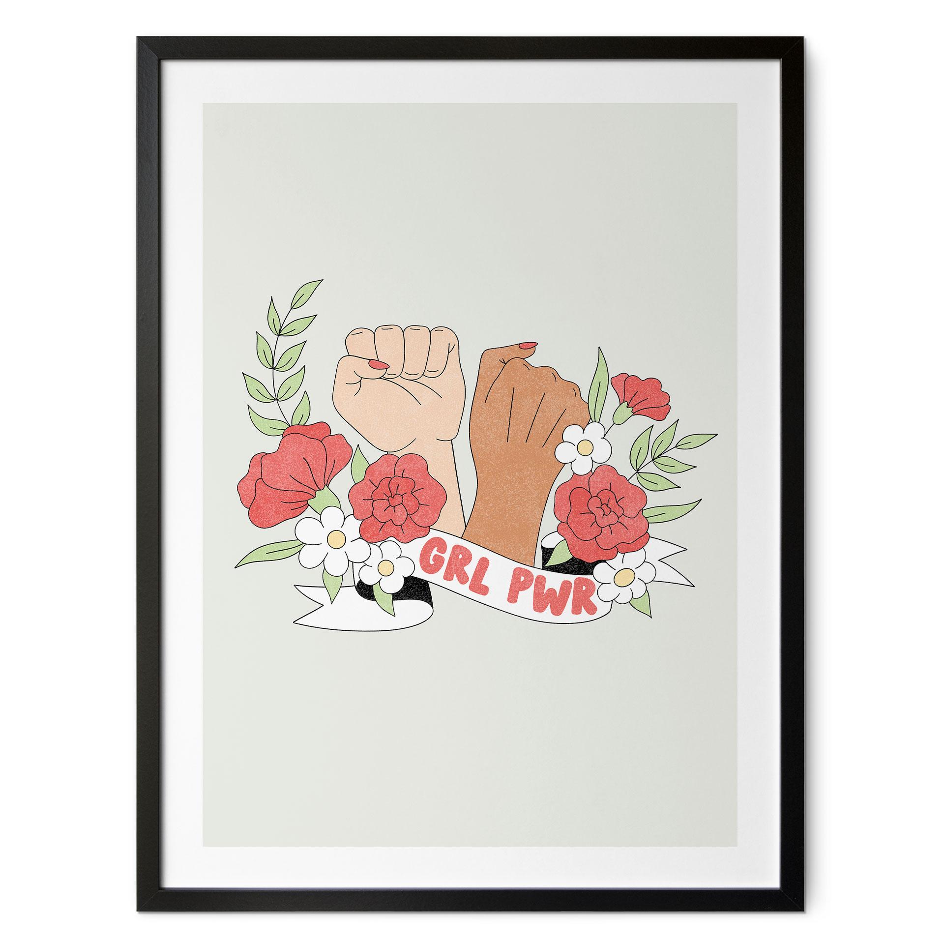 Plakat Girl Power Flowers Statement