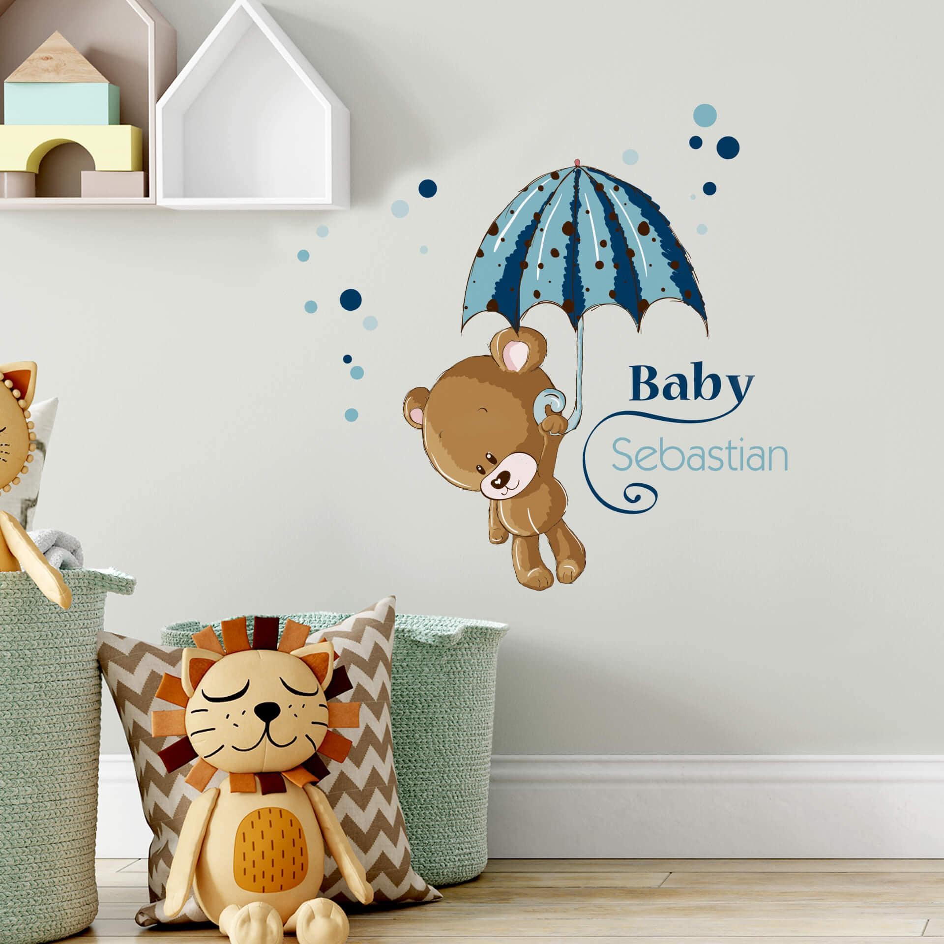 Wallsticker - Navn + baby i blå