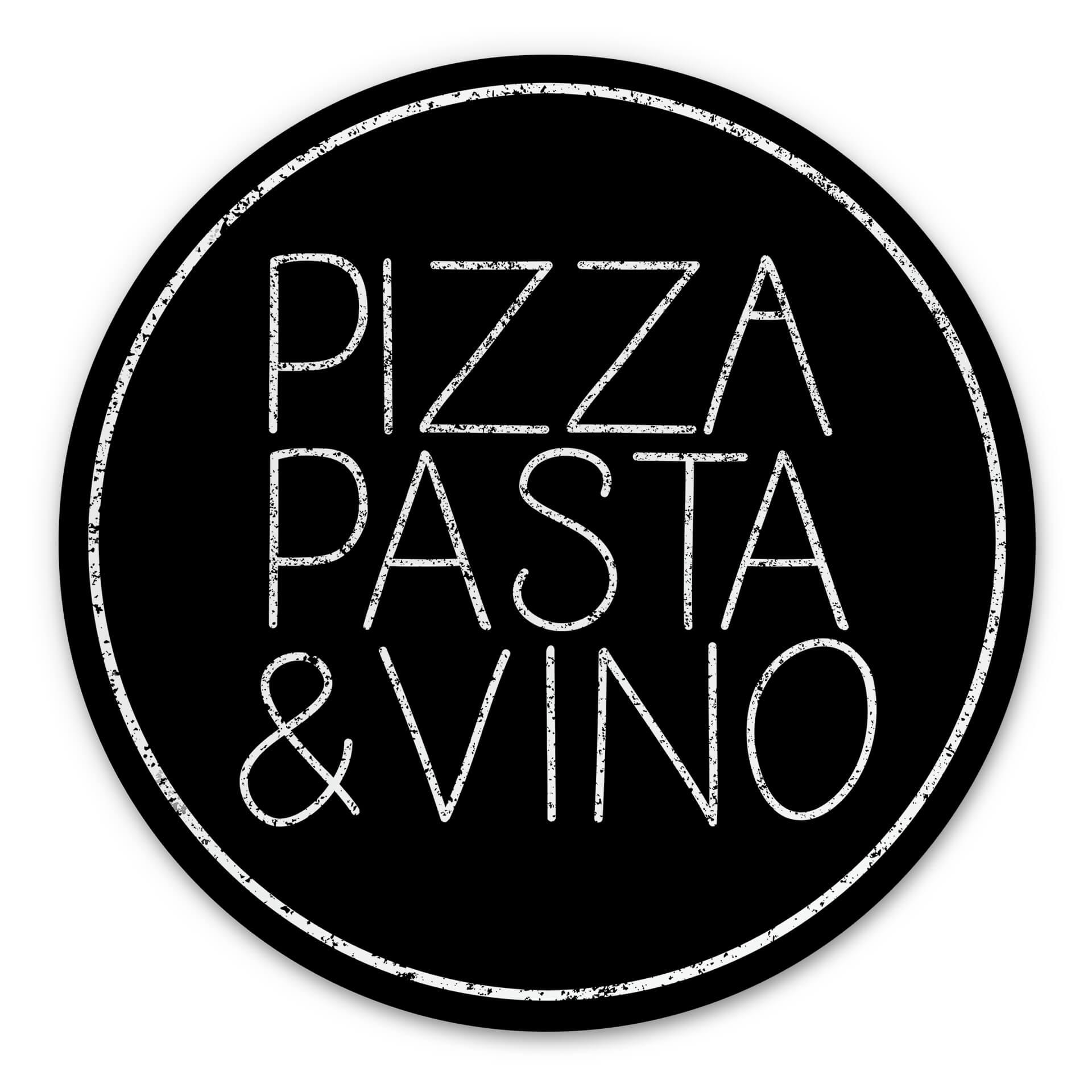 Wandcirkel Pizza Pasta & Vino - zwart
