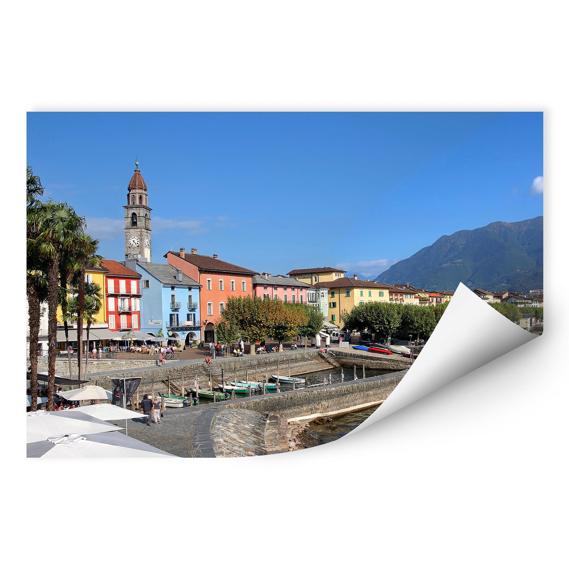 Wallprint Hafenpromenade am Lago Maggiore