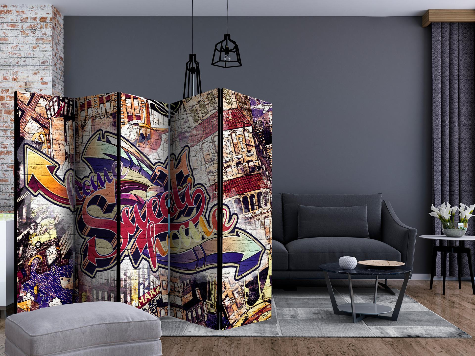 Divisorio - Graffiti cool , 5 pezzi - 225x172 cm