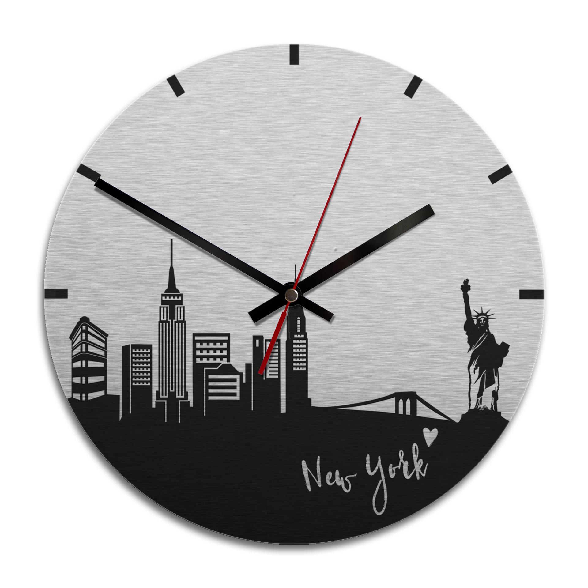 Horloge murale en Alu-Dibond - Argenté - Skyline New York