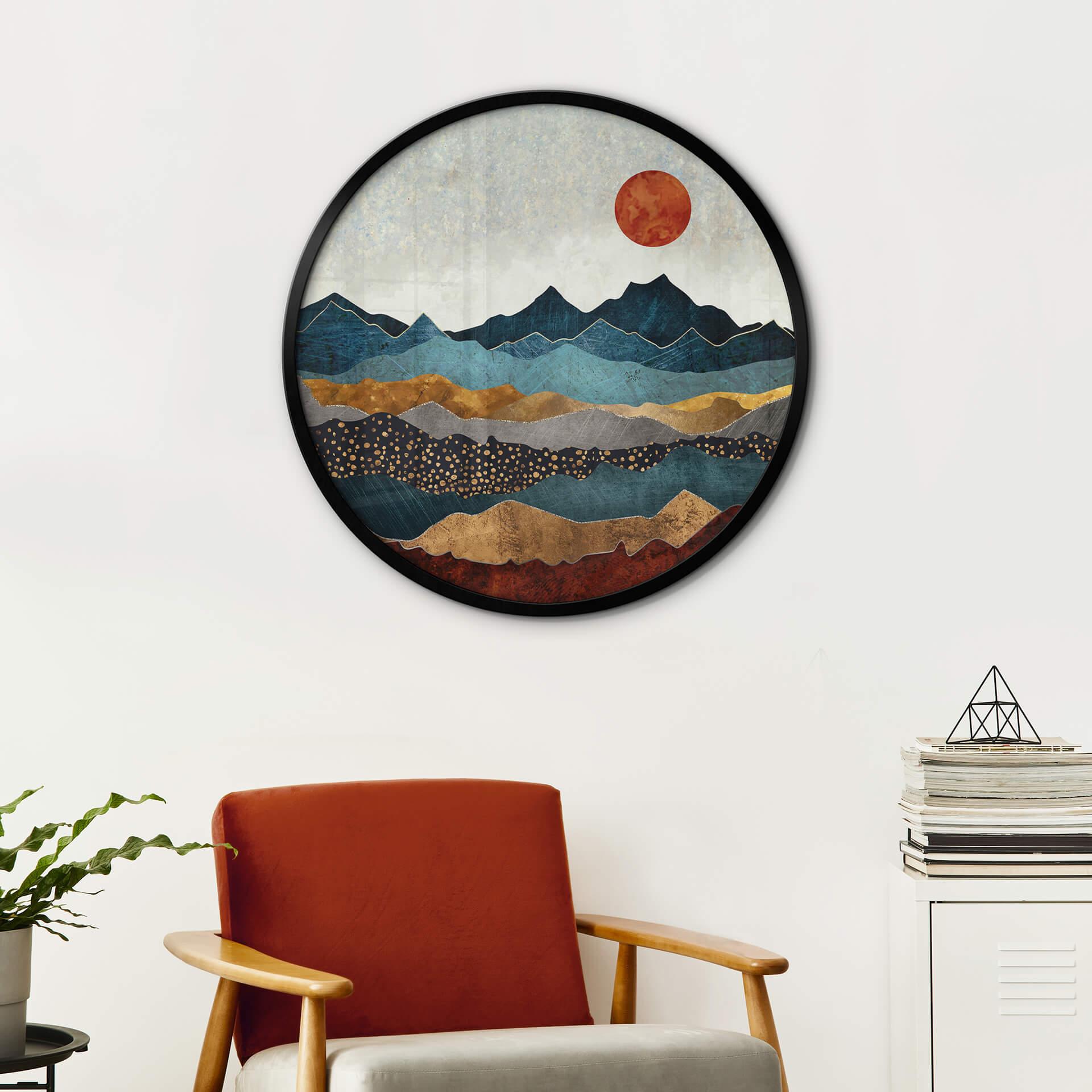 Plakat SpaceFrog Designs - Bursztynowe słońce - Okrągły