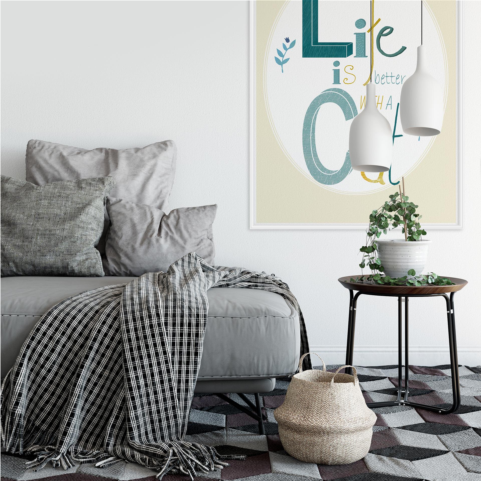 Zelfklevende Poster - Life is better with a Cat
