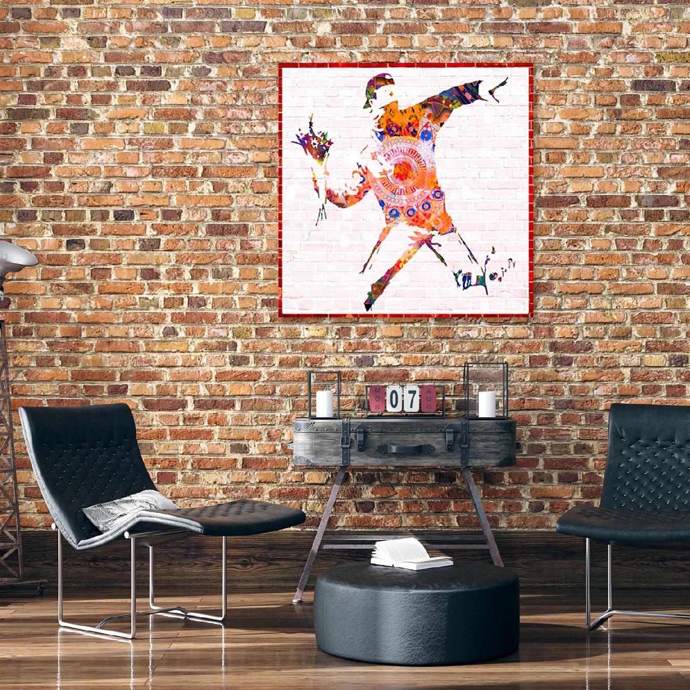 Canvasbillede, Banksy blomsterkaster