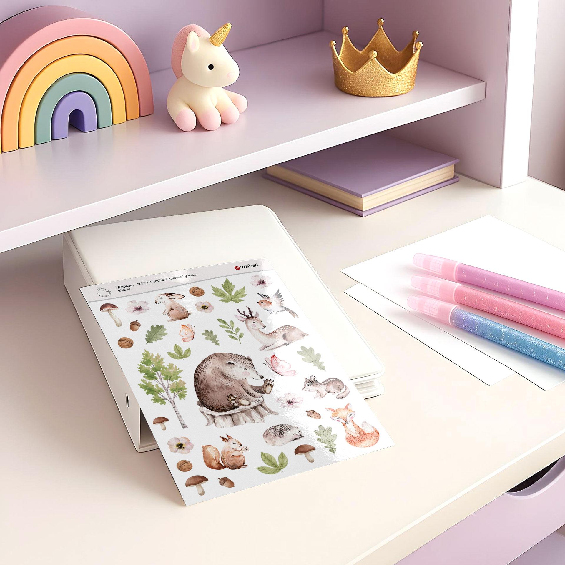 Wallsticker Klistermærke med skovens dyr - Kvilis