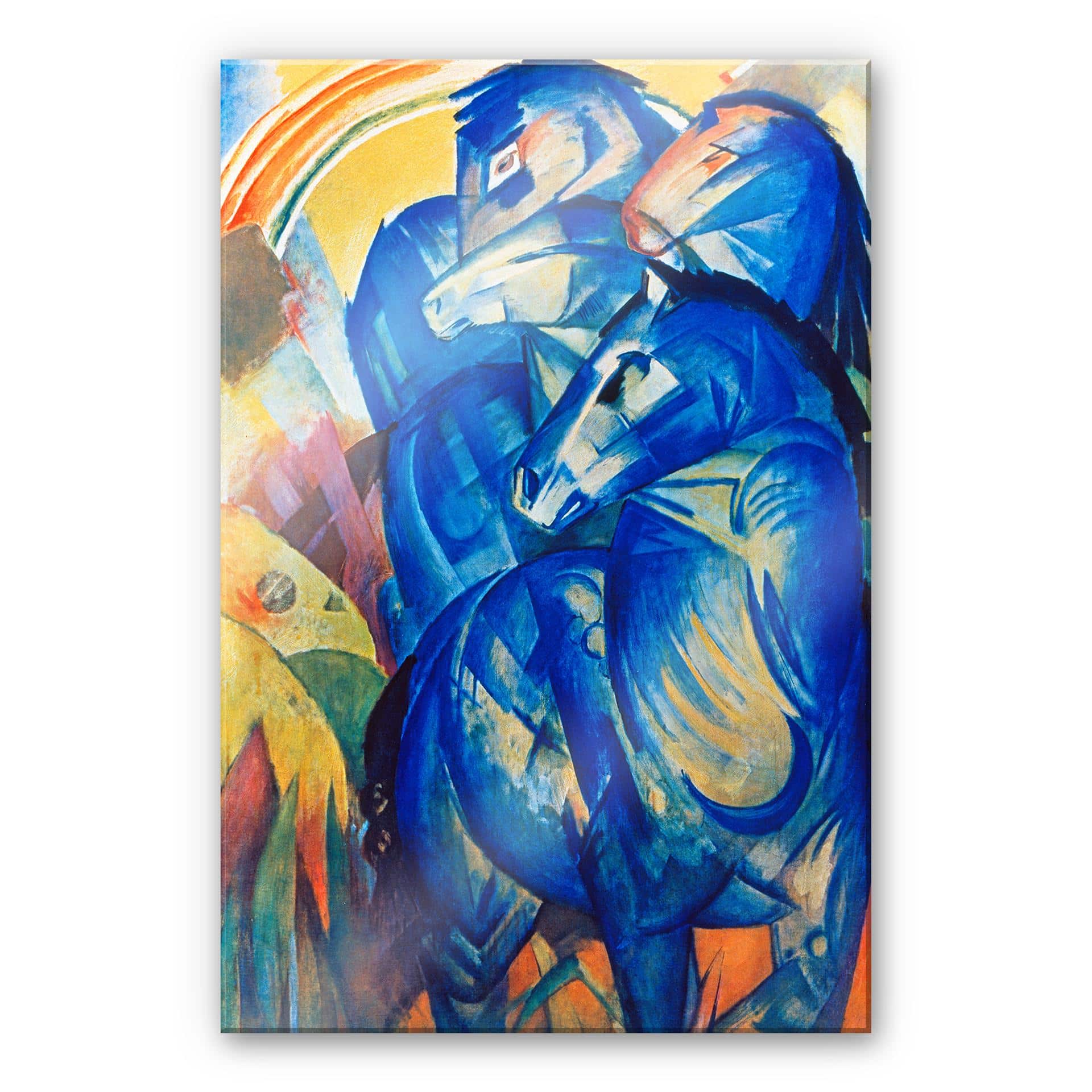 Tableau en verre acrylique - Marc - Tour de chevaux bleus